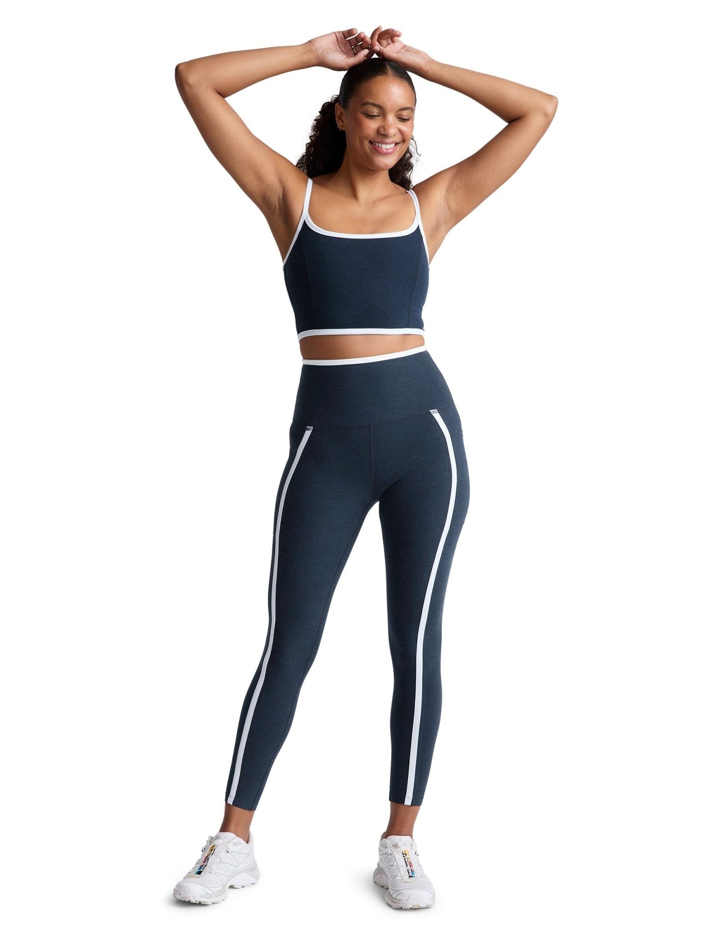 Beyond Yoga New Moves Midi Legging Nocturnal Navy - White | Beyond Yoga | Evolve Fit Wear