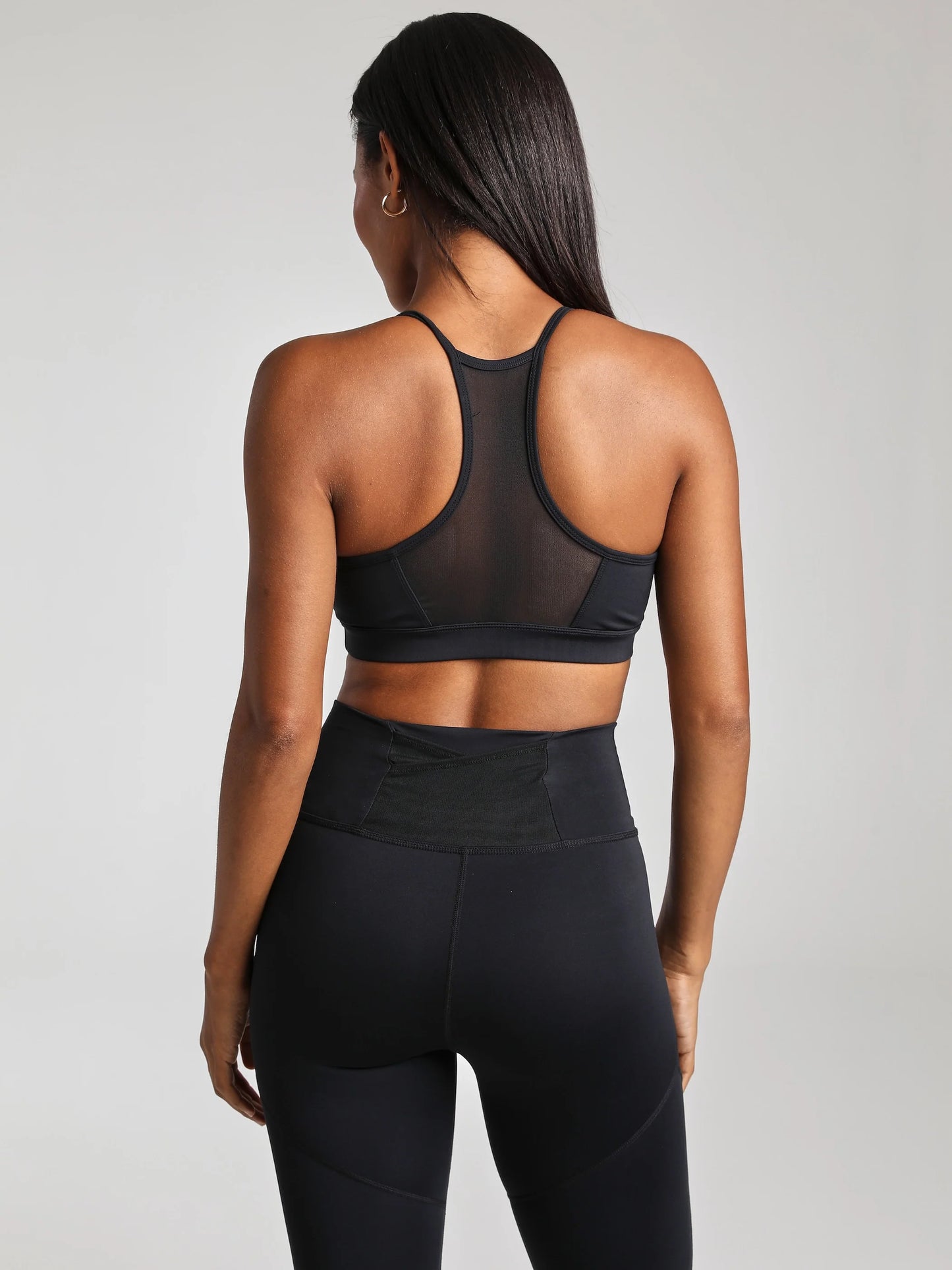 V - Neck Mesh Panel Bra - Black | Losano | Evolve Fit Wear