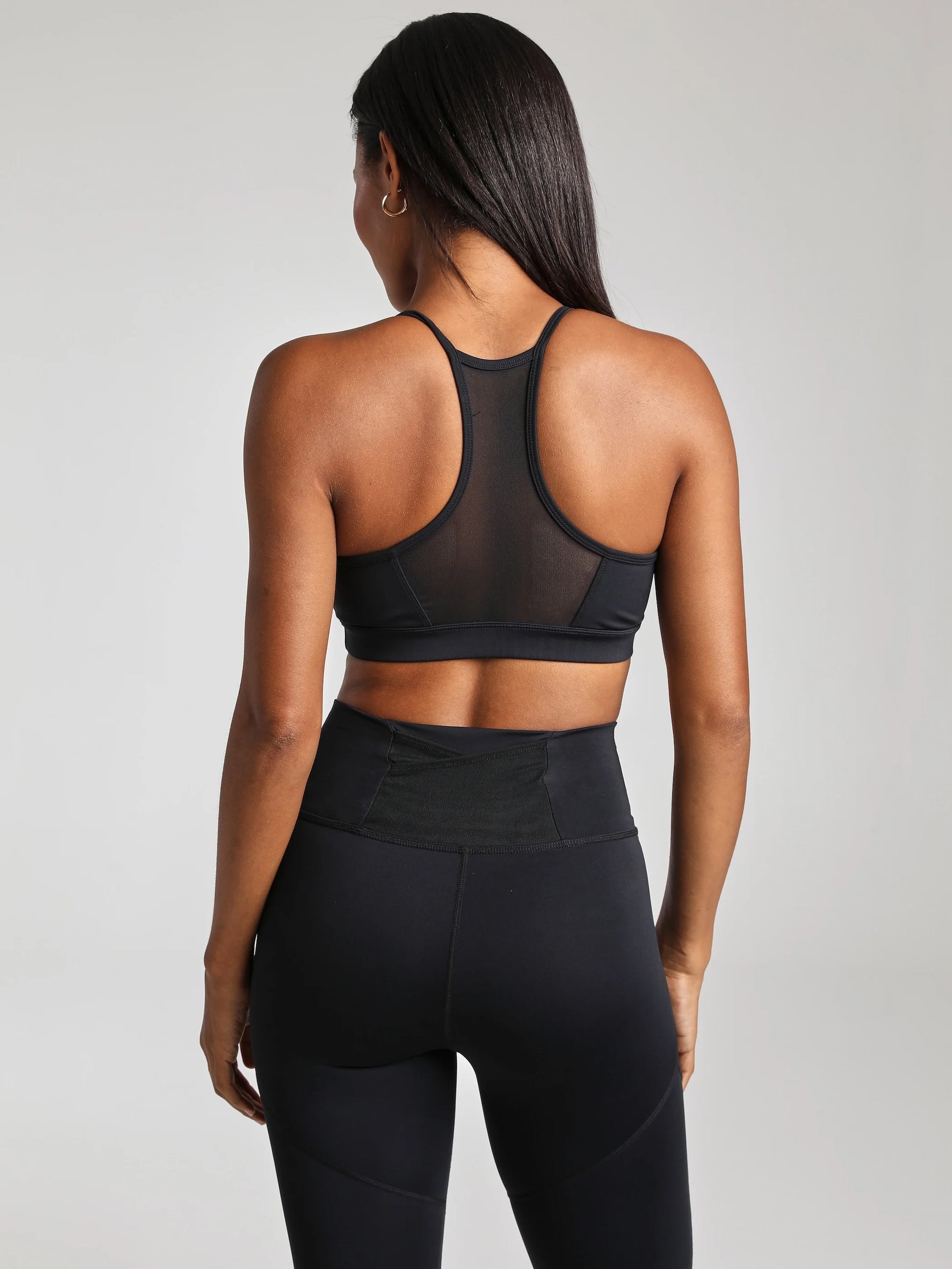 V - Neck Mesh Panel Bra - Black | Losano | Evolve Fit Wear