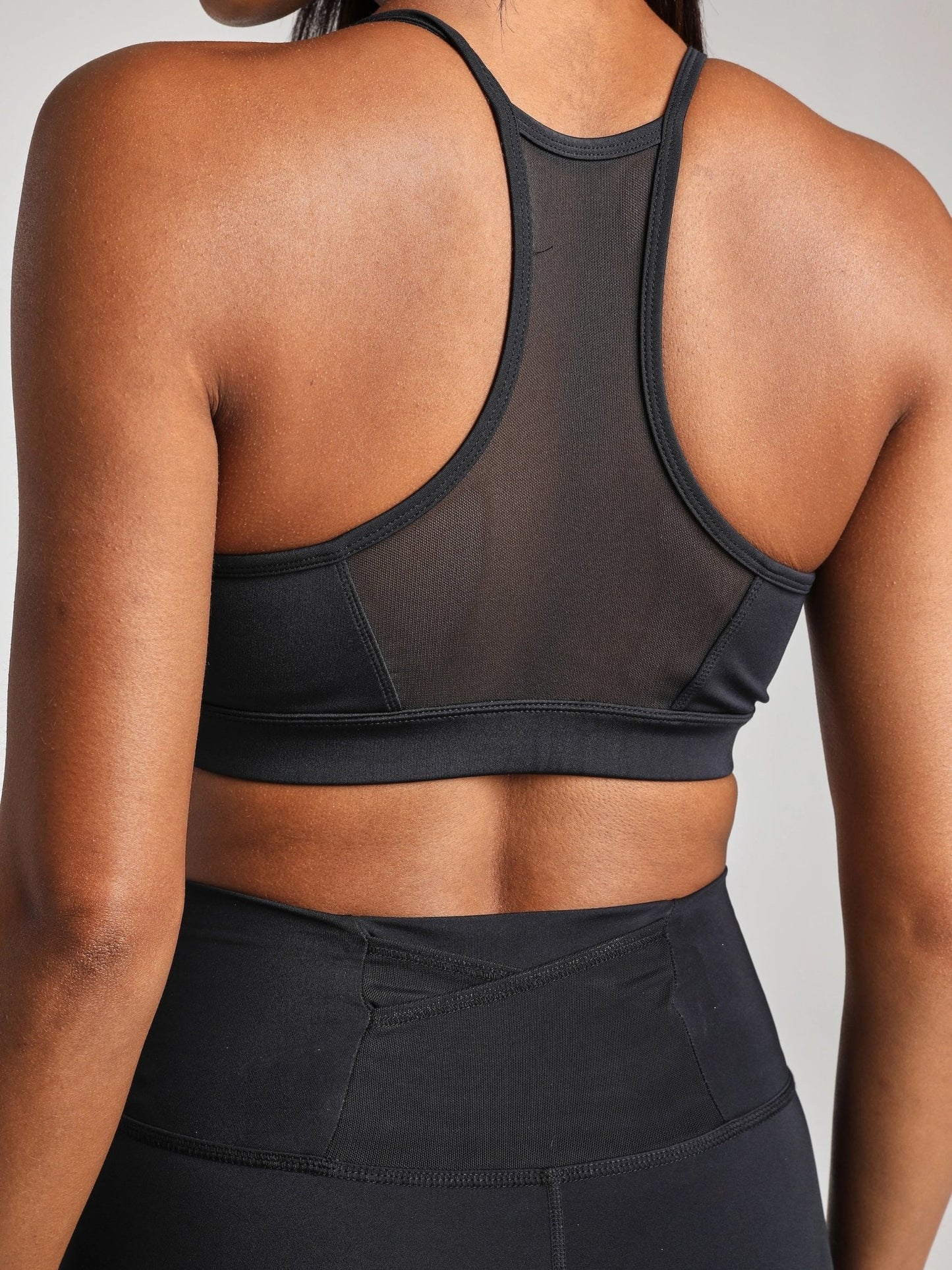 V - Neck Mesh Panel Bra - Black | Losano | Evolve Fit Wear