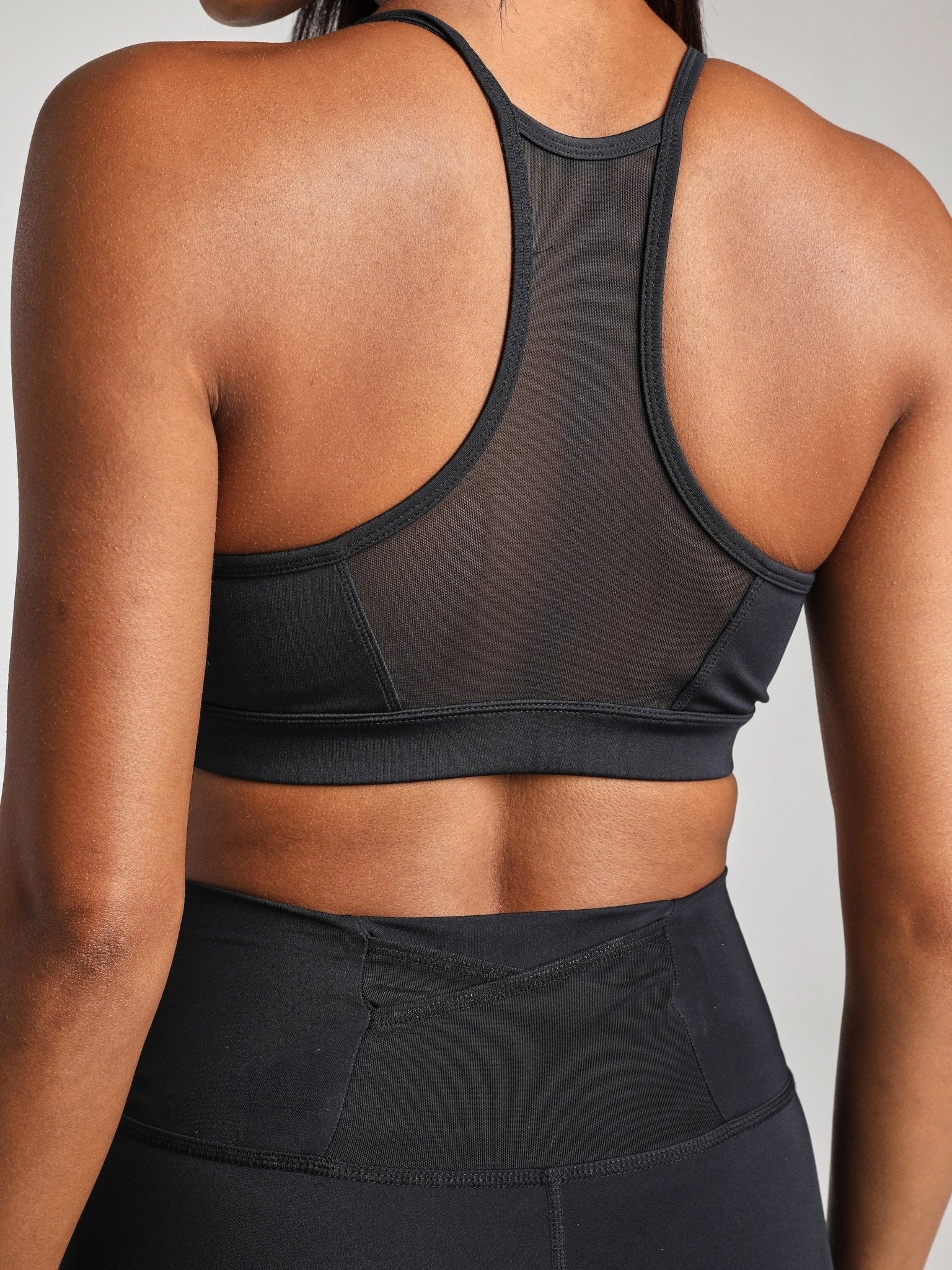 V - Neck Mesh Panel Bra - Black | Losano | Evolve Fit Wear