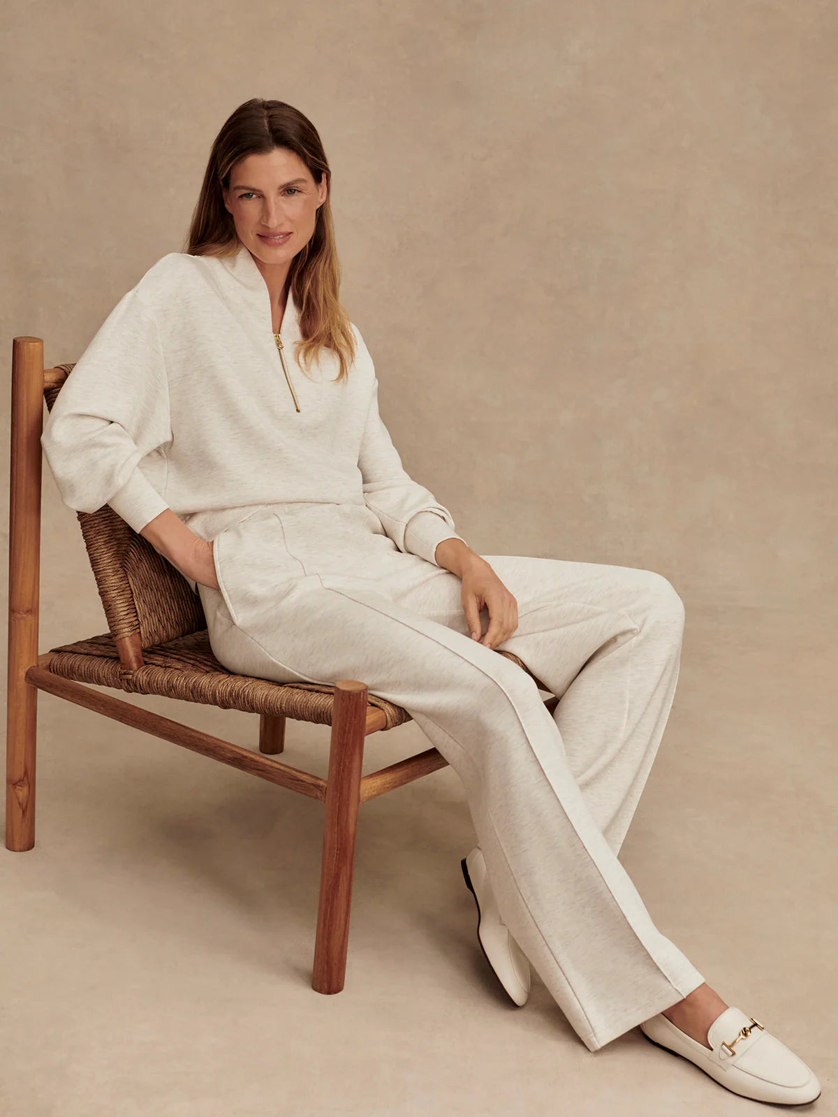 Wide Leg Pants 28 - Ivory Marl | High-waisted