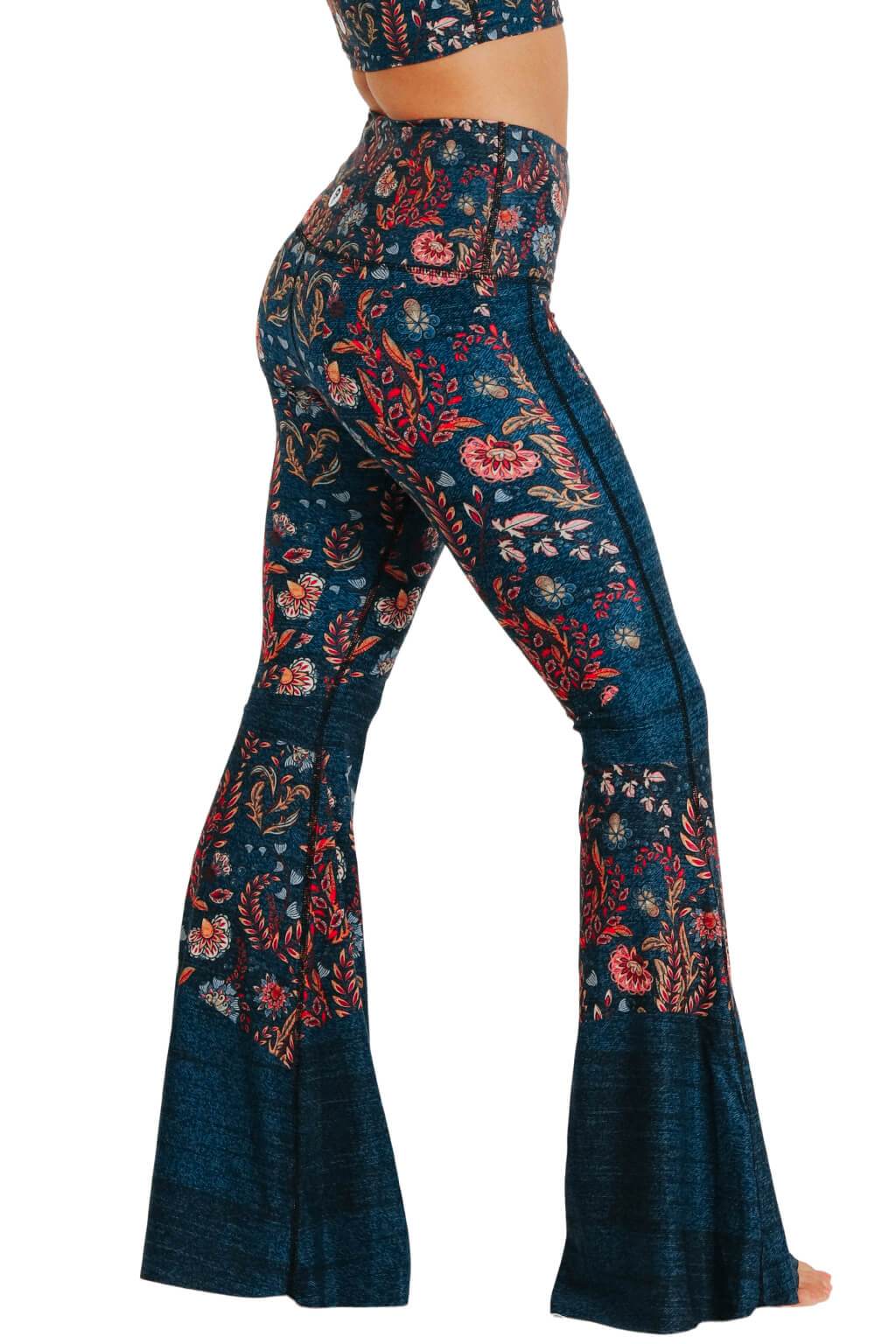 Festival Denim Printed Bell Bottoms | Yoga Democracy | Evolve Fit Wear