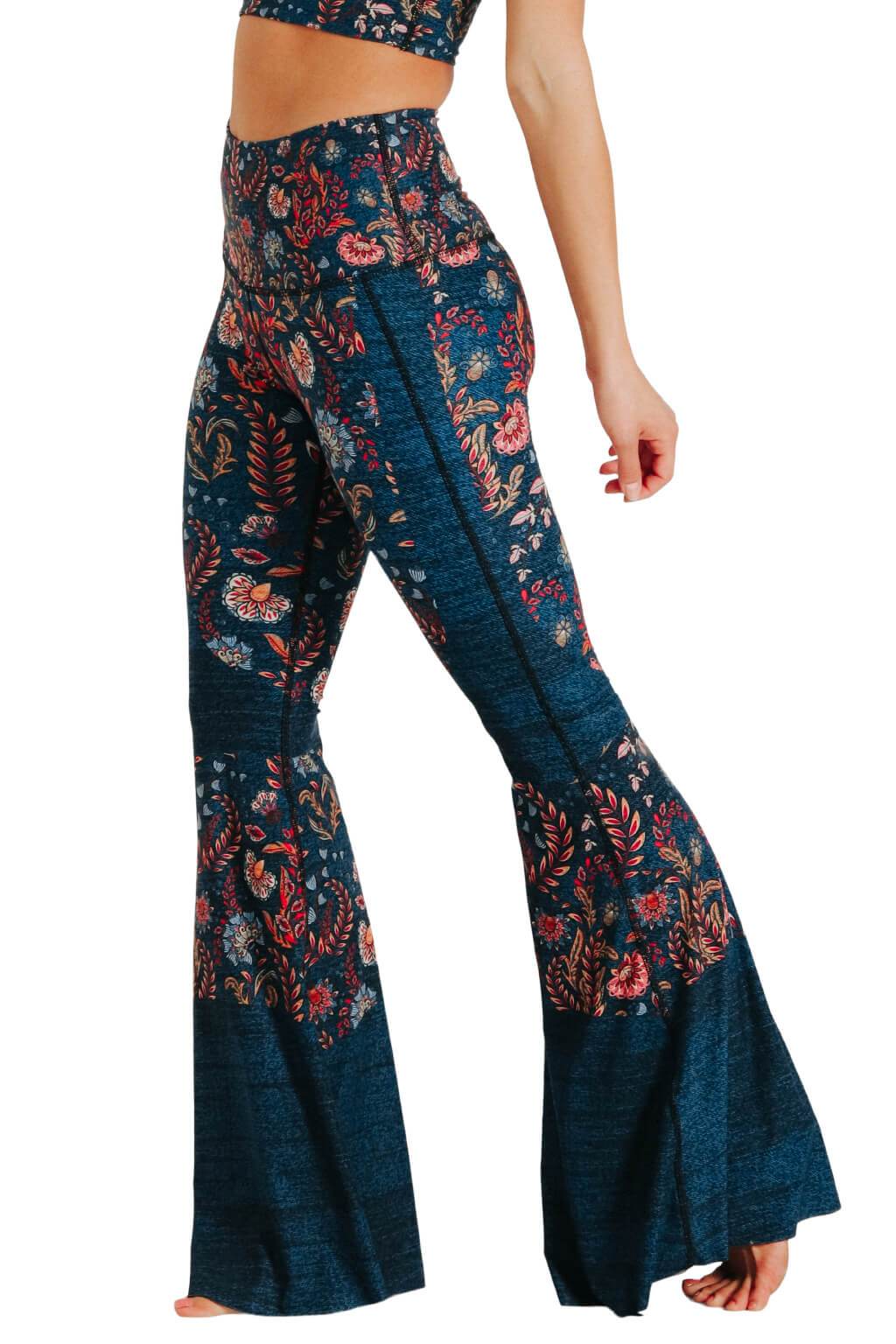 Festival Denim Printed Bell Bottoms | Yoga Democracy | Evolve Fit Wear