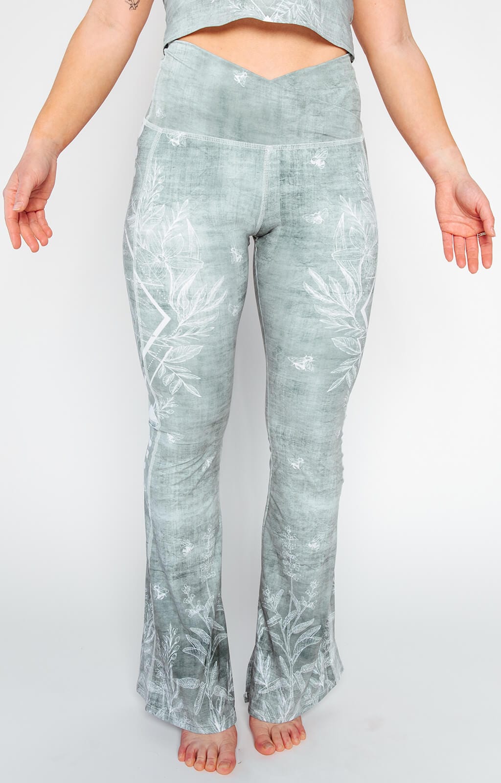 Split Flare Pant In Pure Sage | Yoga Democracy | Evolve Fit Wear