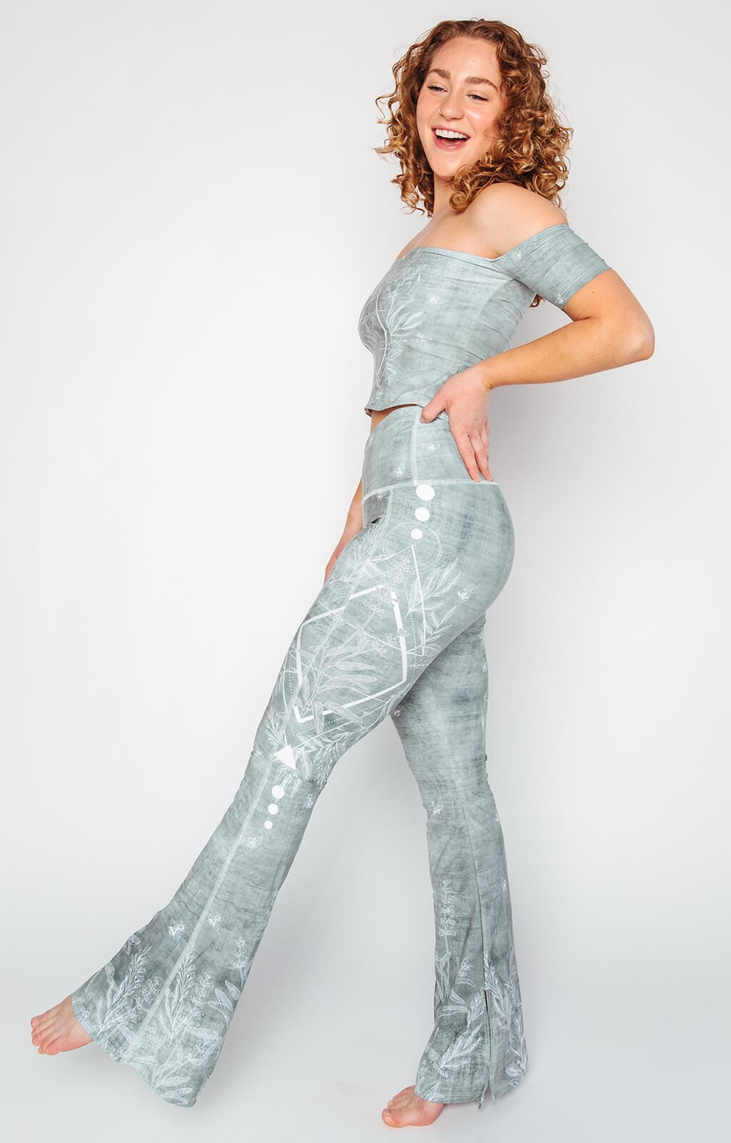 Split Flare Pant In Pure Sage | Yoga Democracy | Evolve Fit Wear
