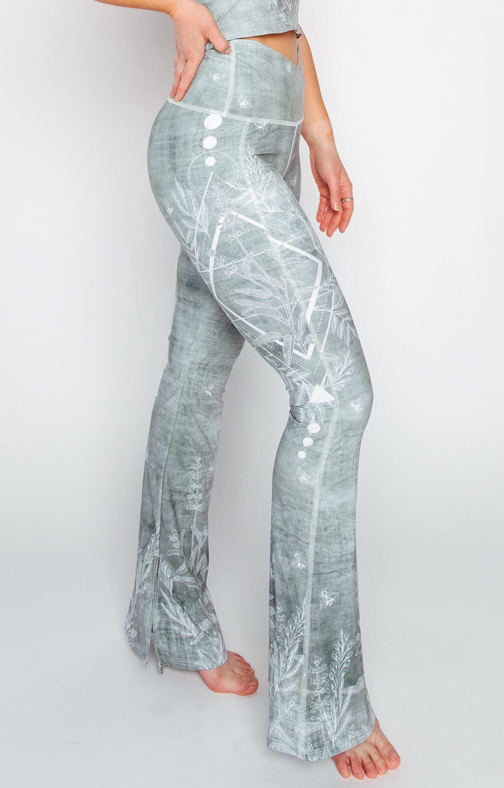 Split Flare Pant In Pure Sage | Yoga Democracy | Evolve Fit Wear