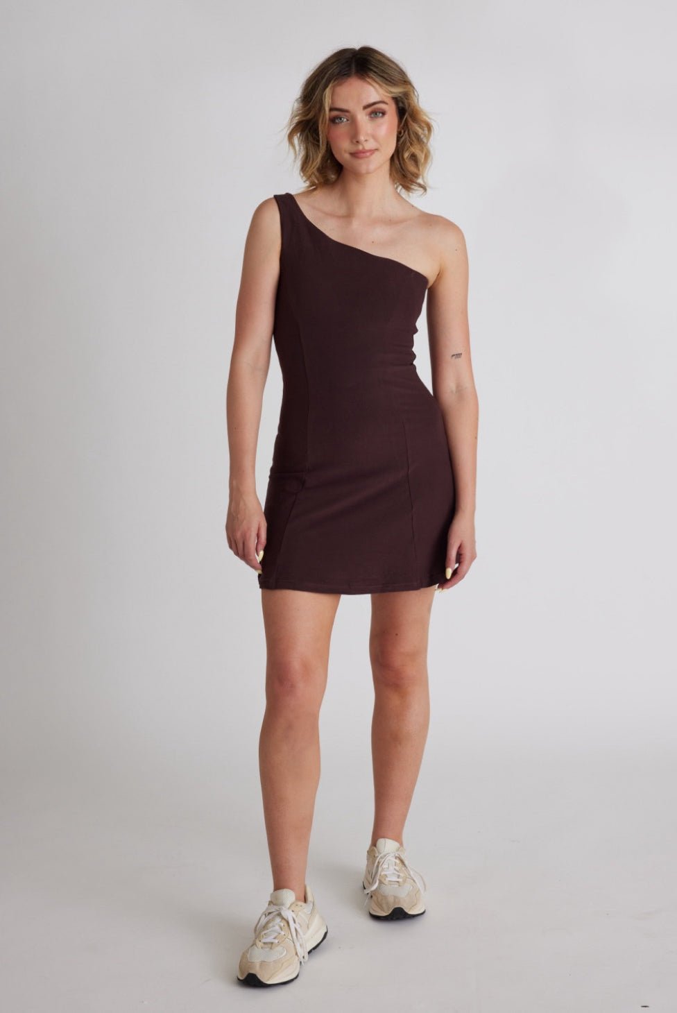 Chai One Shoulder Dress | Wolven | Evolve Fit Wear