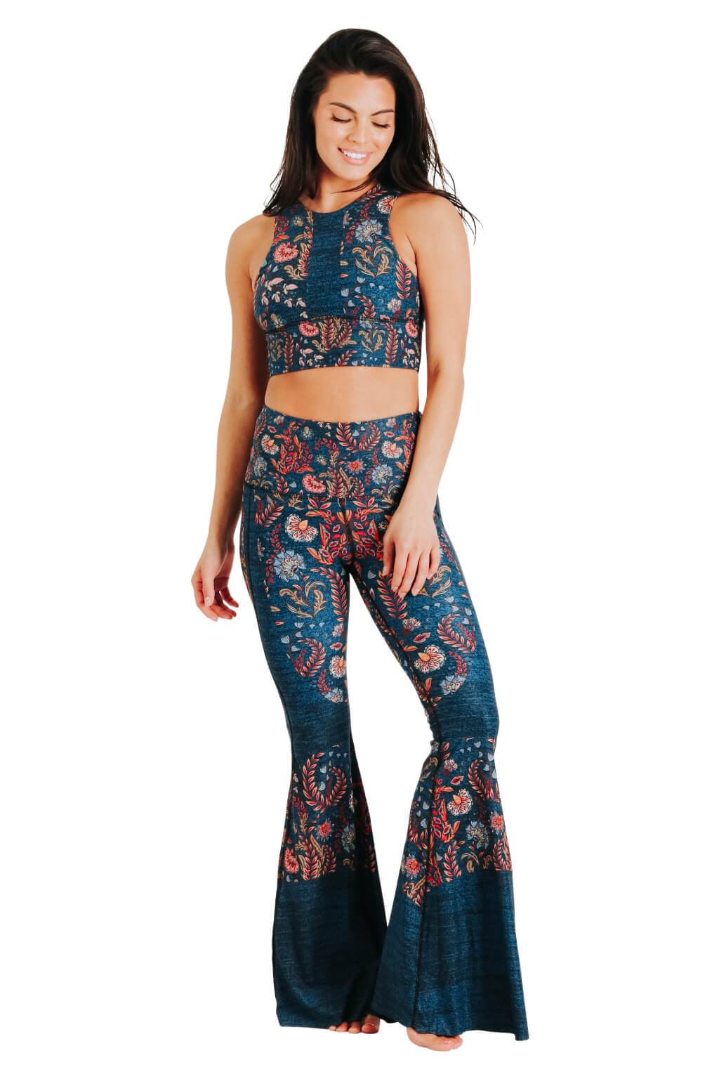 Free Range Sports Bra in Festival Denim | Yoga Democracy | Evolve Fit Wear