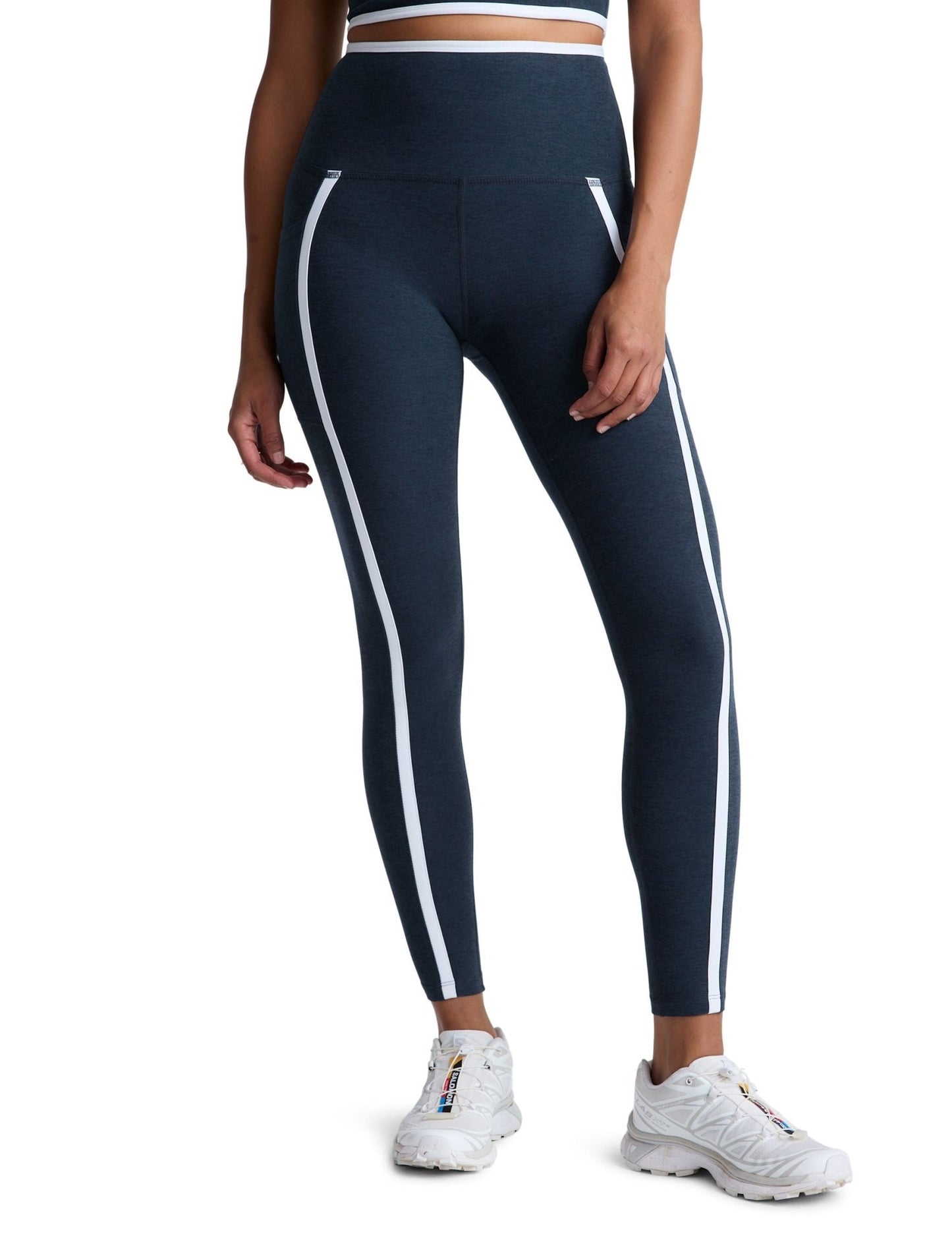 Beyond Yoga New Moves Midi Legging Nocturnal Navy - White | Beyond Yoga | Evolve Fit Wear
