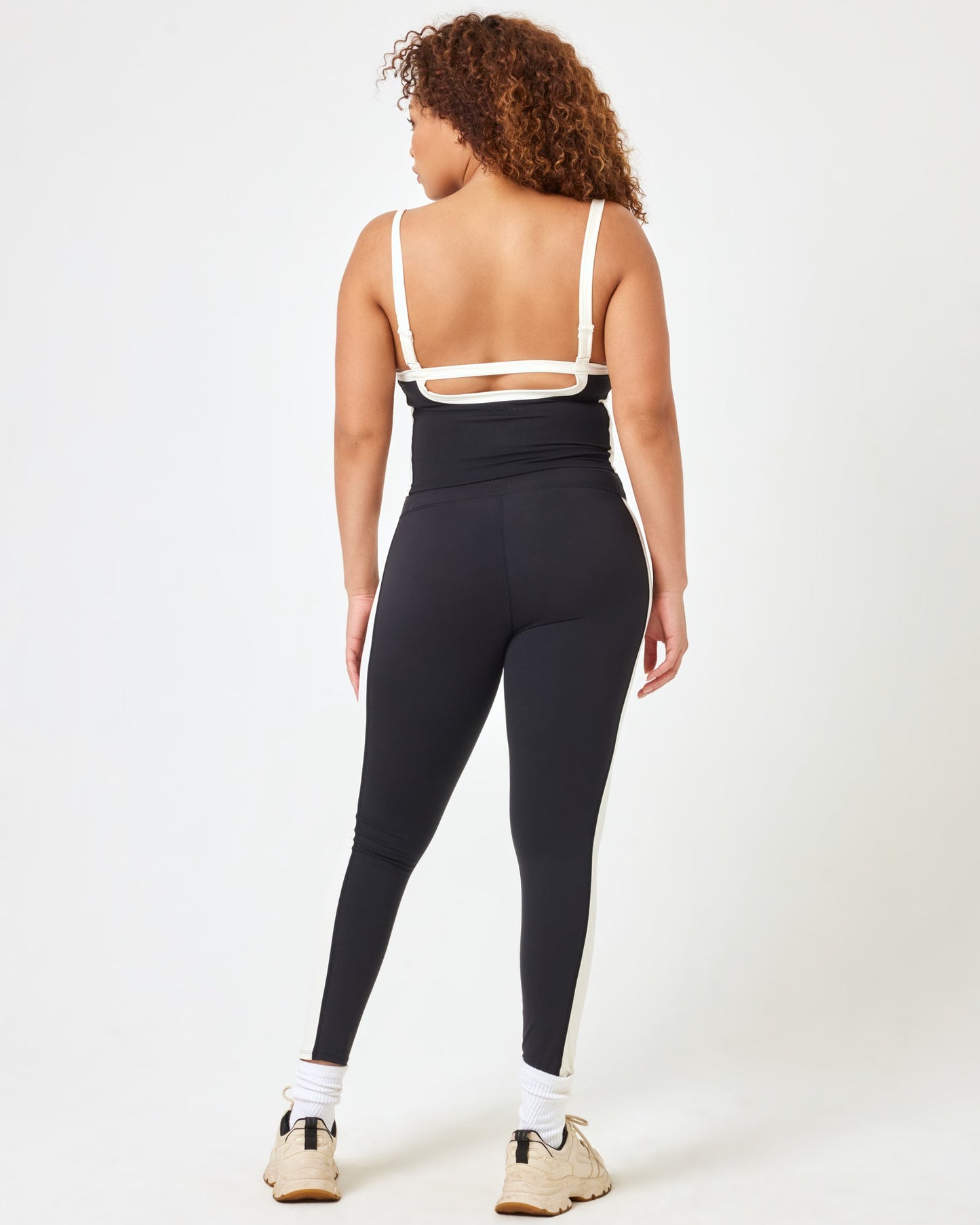 Sidelines Legging - Black/Cream | LSPACE | Evolve Fit Wear