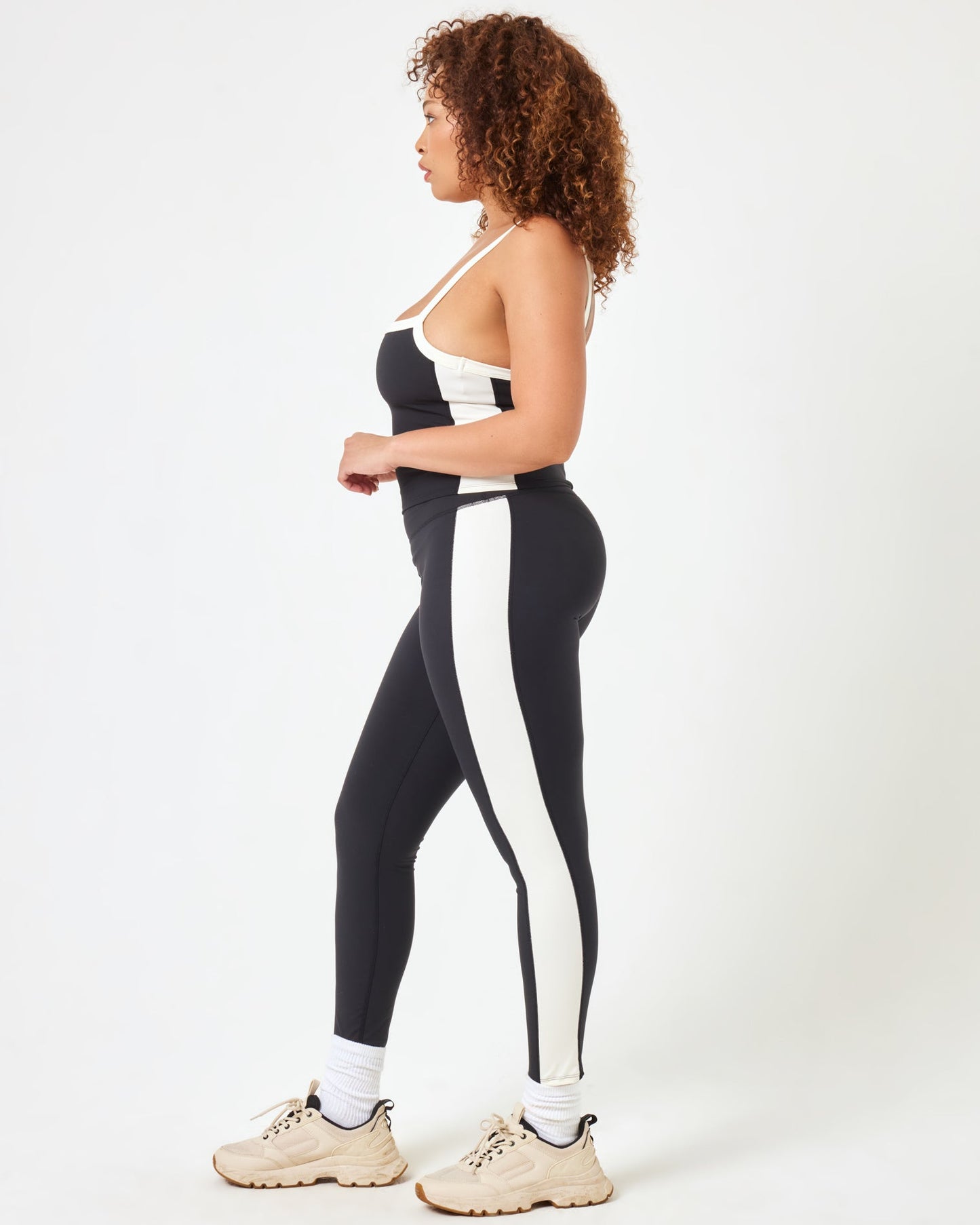 Sidelines Legging - Black/Cream | LSPACE | Evolve Fit Wear