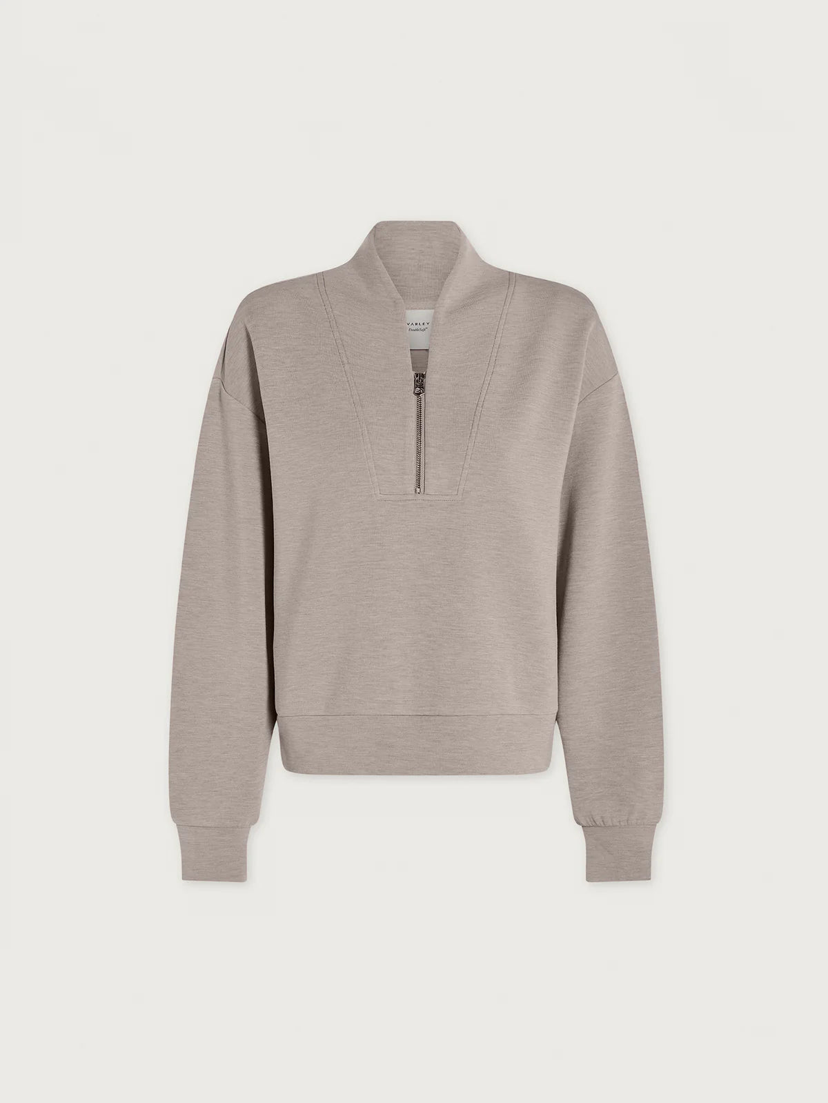 Davidson Sweat - Taupe Marl | Half Zip Relaxed Fit Sweatshirt
