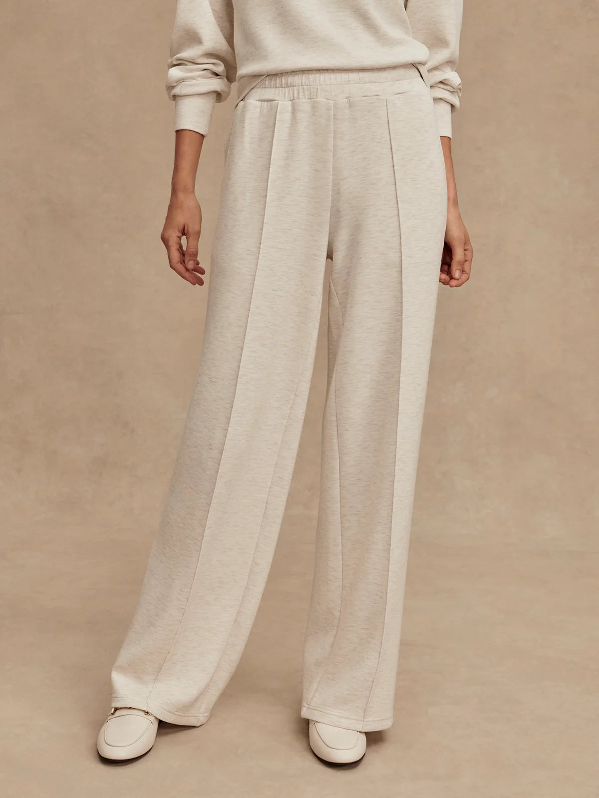 Wide Leg Pants 28 - Ivory Marl | High-waisted
