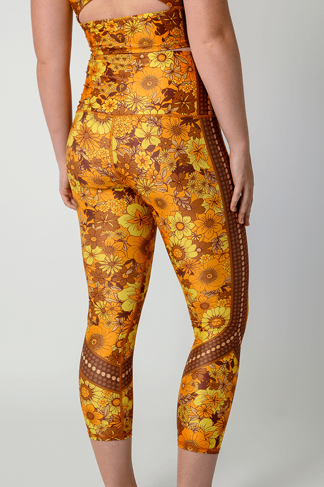 Flower Power Printed Yoga Crops | Yoga Democracy | Evolve Fit Wear