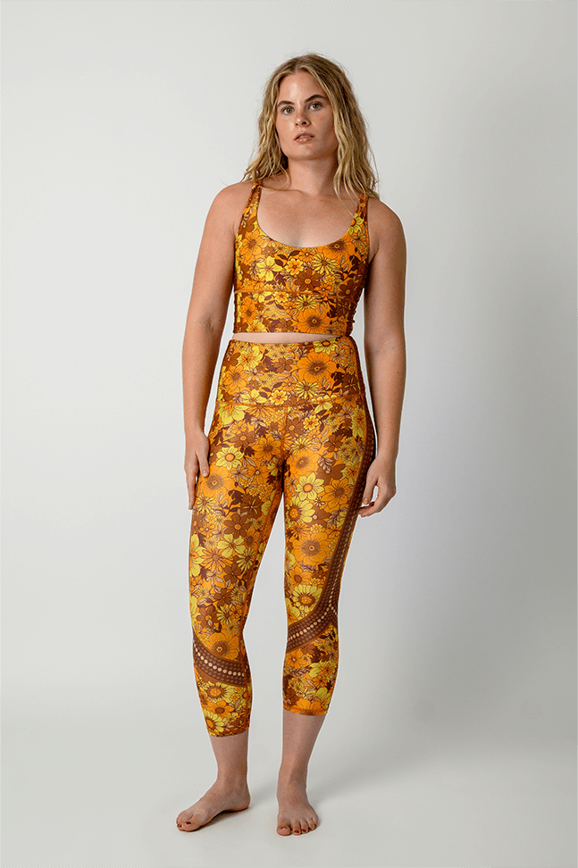 Flower Power Printed Yoga Crops | Yoga Democracy | Evolve Fit Wear