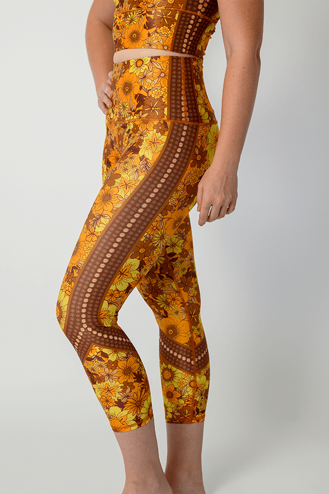 Flower Power Printed Yoga Crops | Yoga Democracy | Evolve Fit Wear