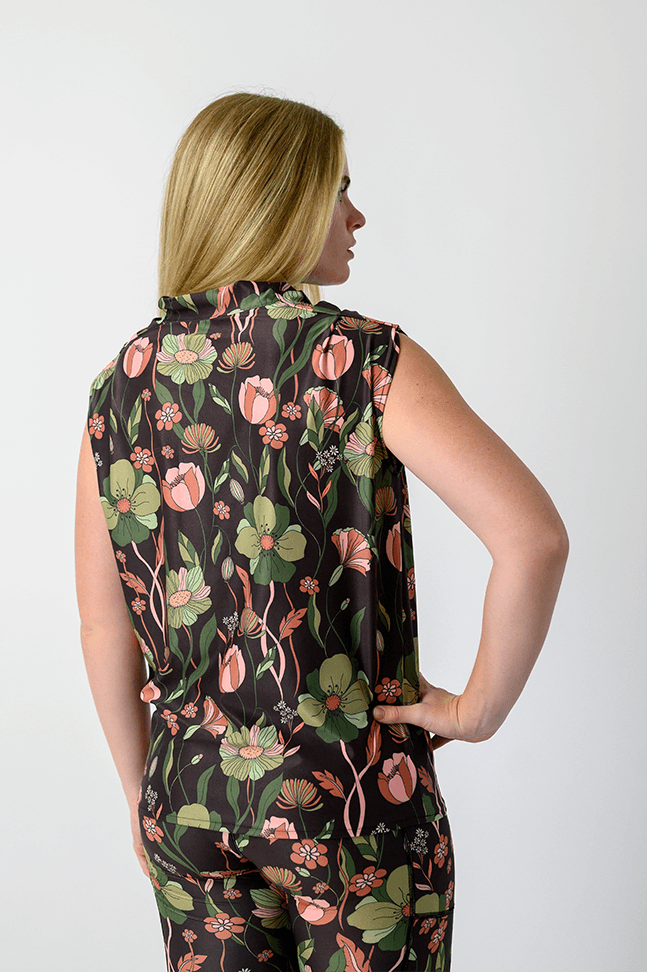 Goddess Cowl Tank in Botanical Garden | Yoga Democracy | Evolve Fit Wear