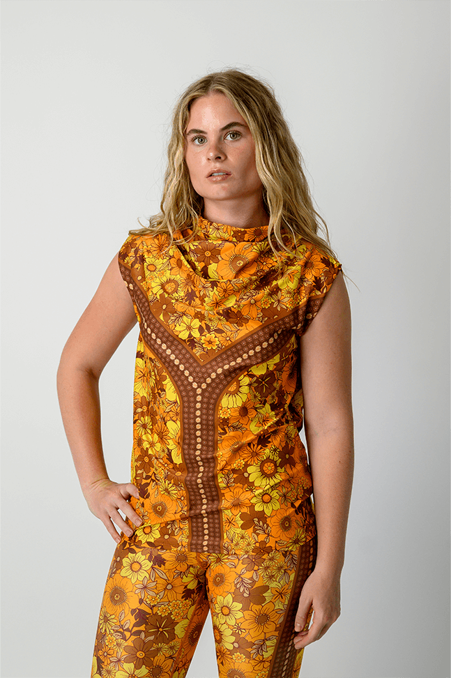 Goddess Cowl Tank in Flower Power | Yoga Democracy | Evolve Fit Wear