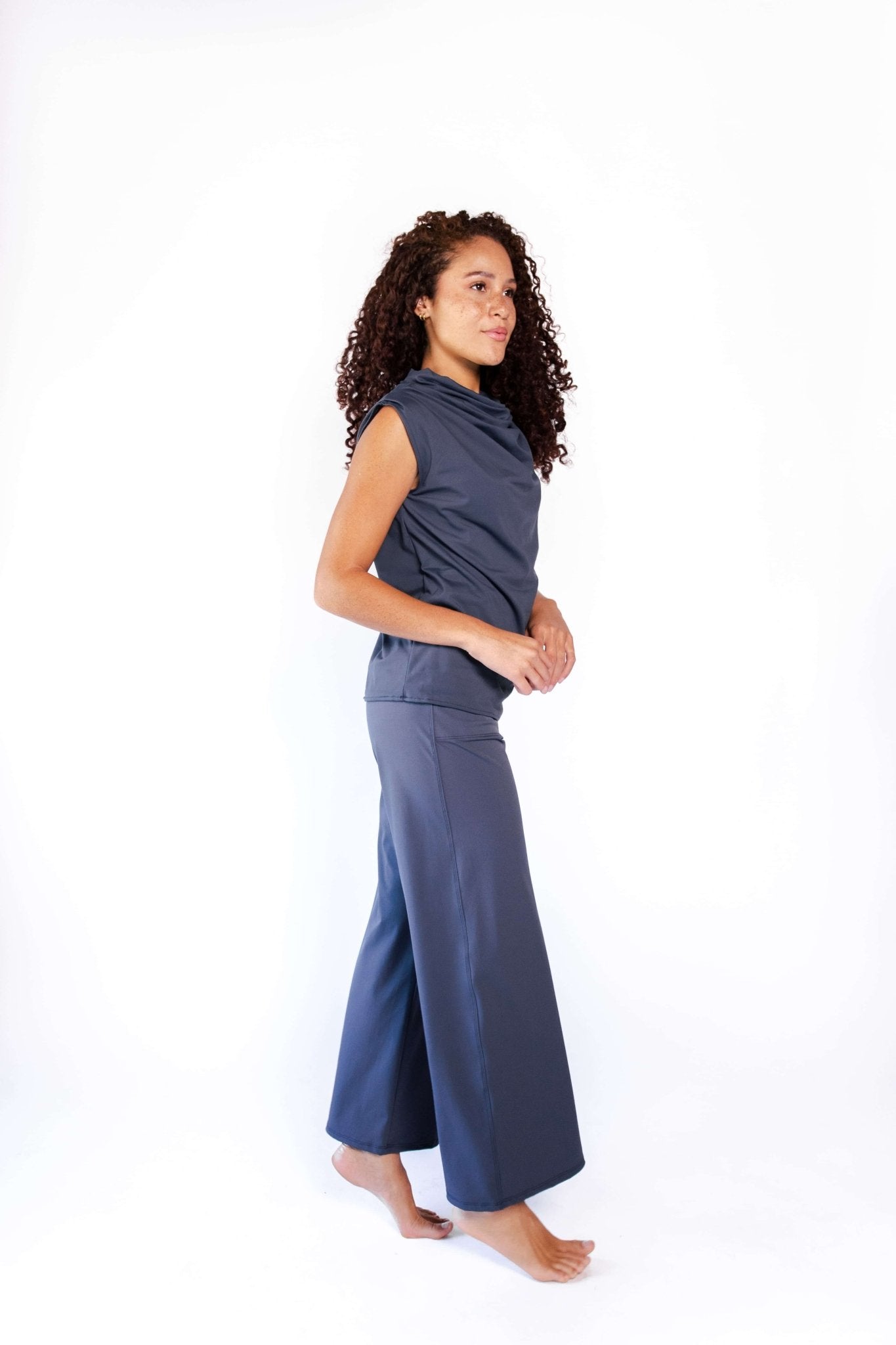Goddess Cowl Tank in Navy Blue | Yoga Democracy | Evolve Fit Wear