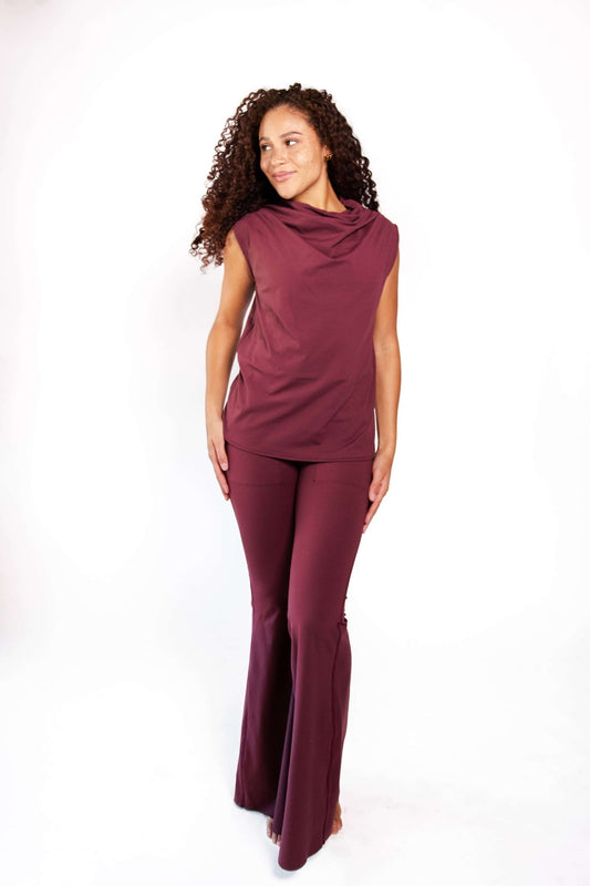 Goddess Cowl Tank in Maroon | Yoga Democracy | Evolve Fit Wear
