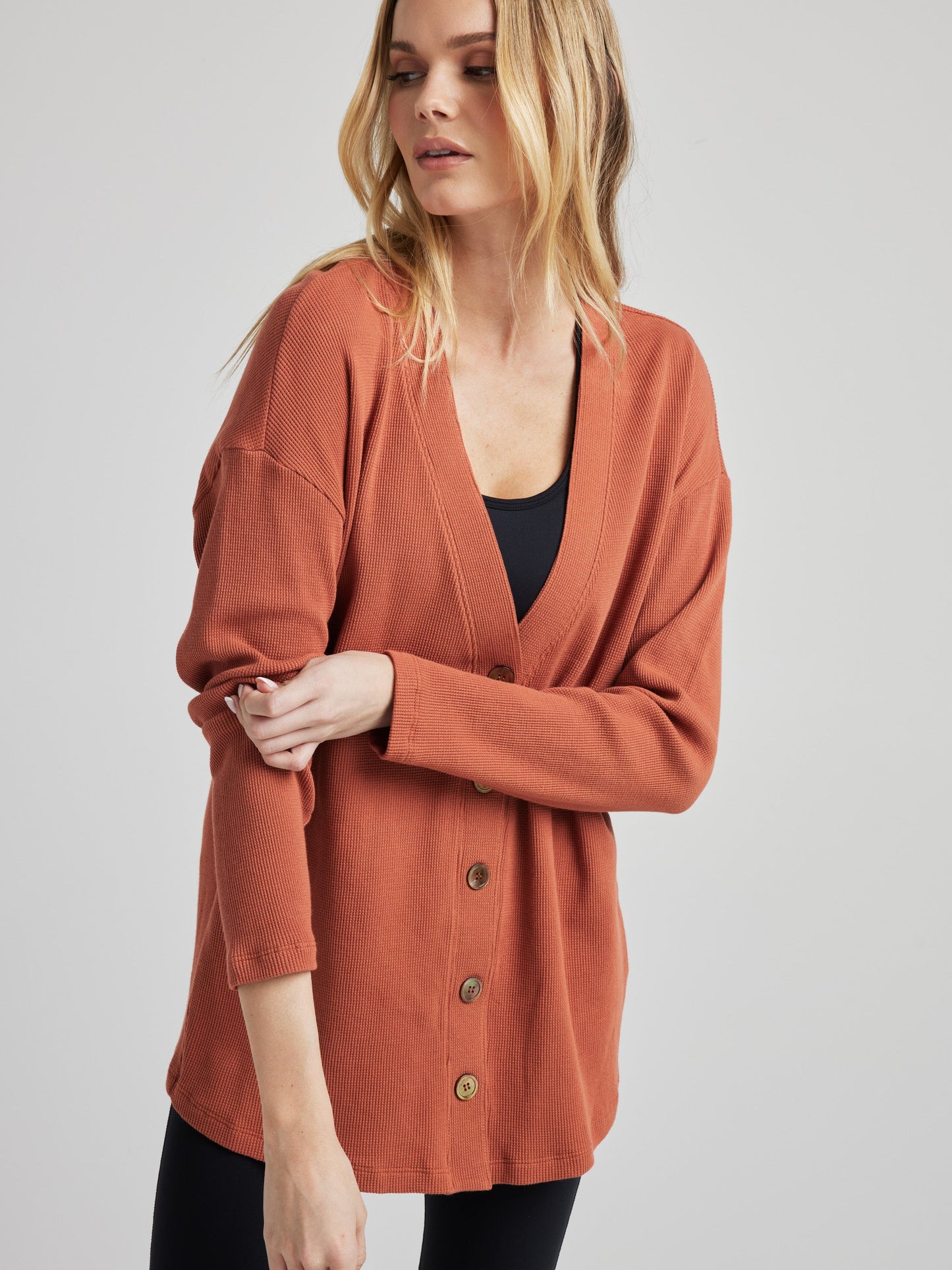 Relaxed Cardigan - Baked Clay | Losano | Evolve Fit Wear