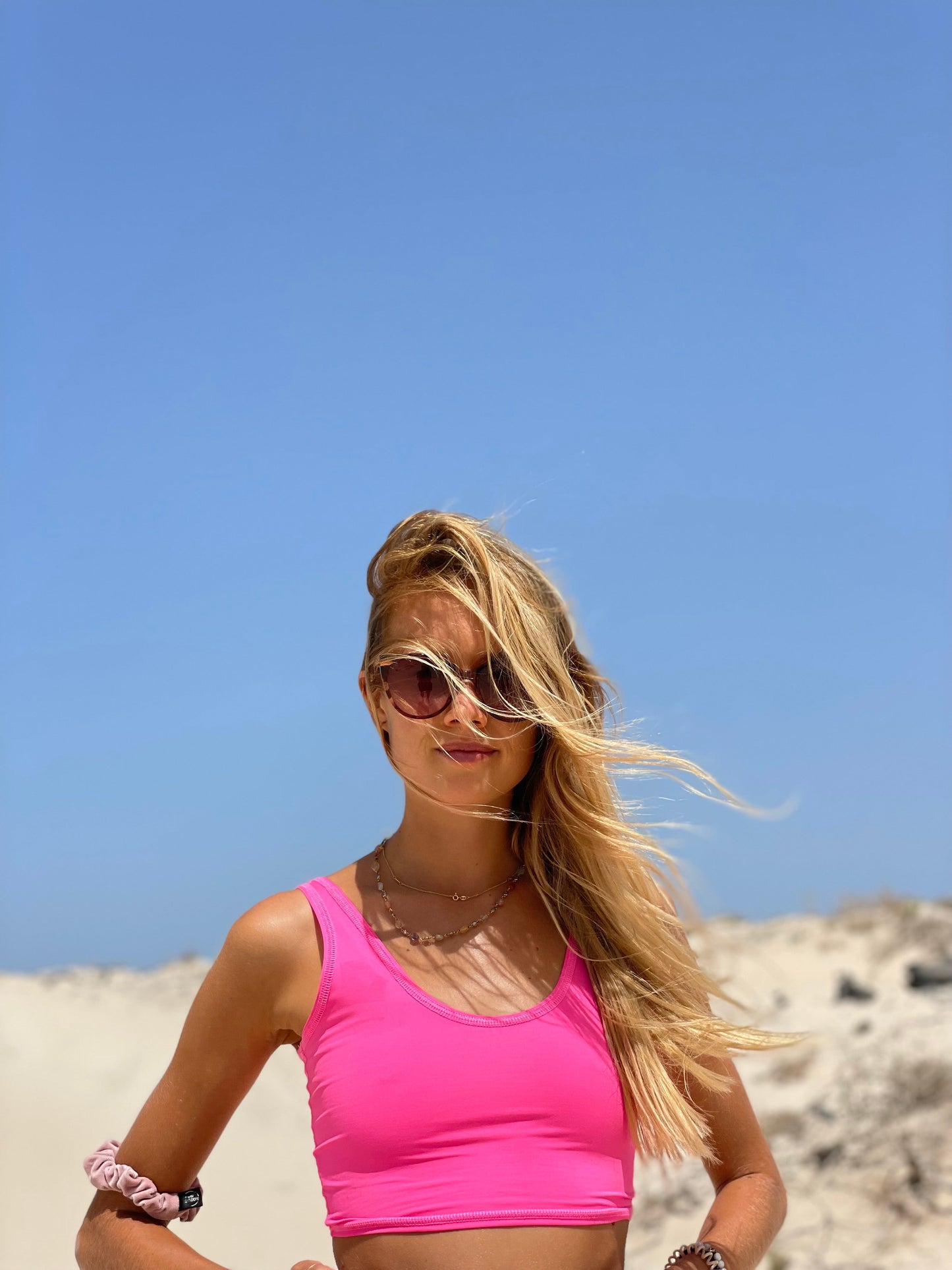 Solid Dolly Pink Crop Top – Lightweight & Reversible Fit