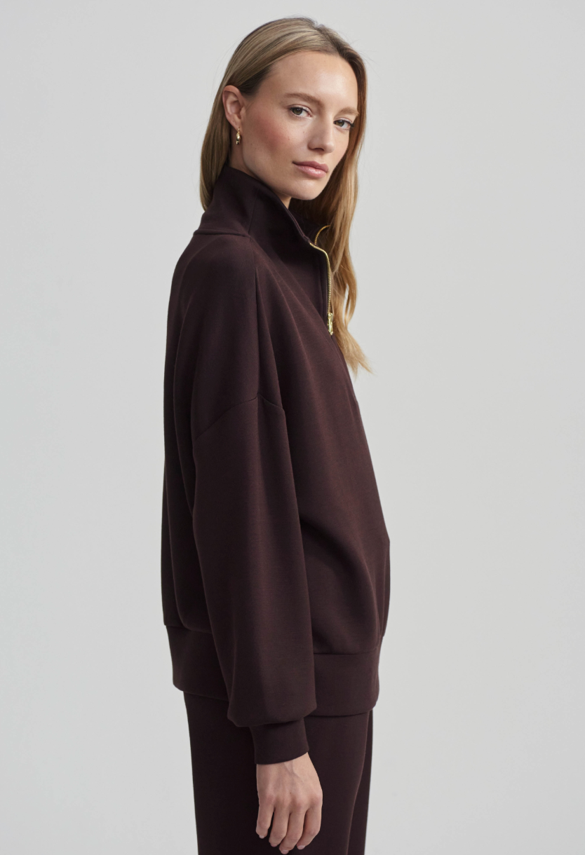 Hawley Half-Zip Sweat - Coffee Bean | Relaxed Fit Sweatshirt