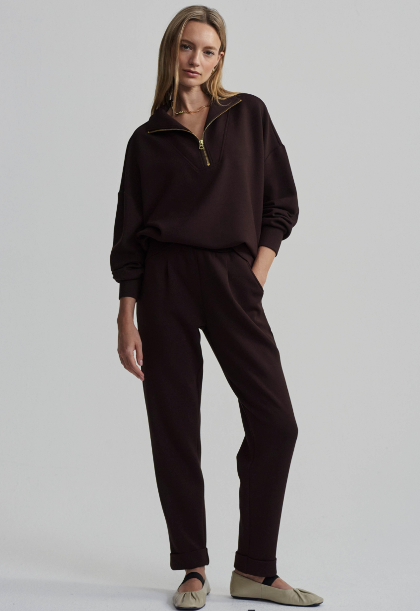 Hawley Half-Zip Sweat - Coffee Bean | Relaxed Fit Sweatshirt