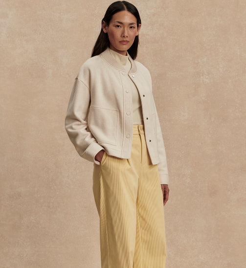 The Varley Khai Snap Front Cropped Jacket – Birch Marl | Evolve Fit Wear