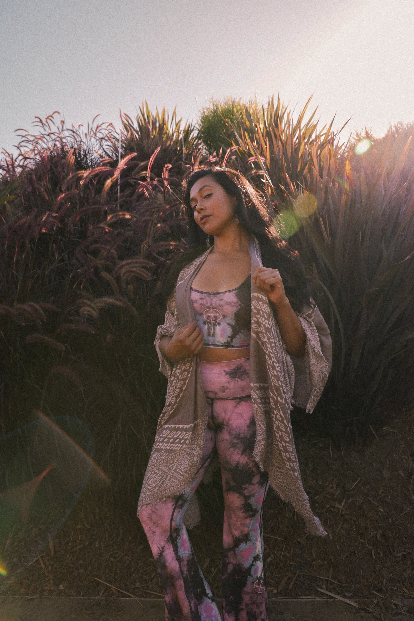 Eagle Feather Pink Crop Bell Bottom