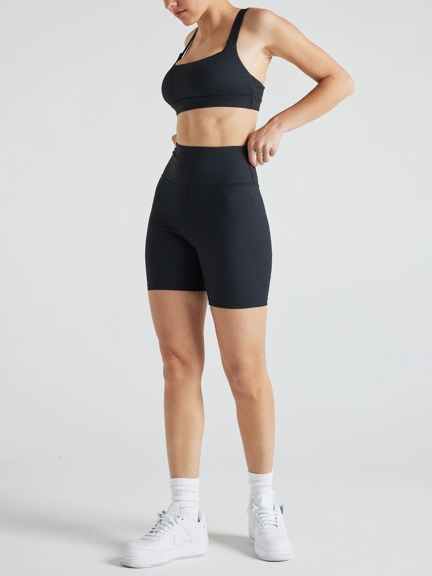 Renew Rib Square Neck Bra - Black | Losano | Evolve Fit Wear