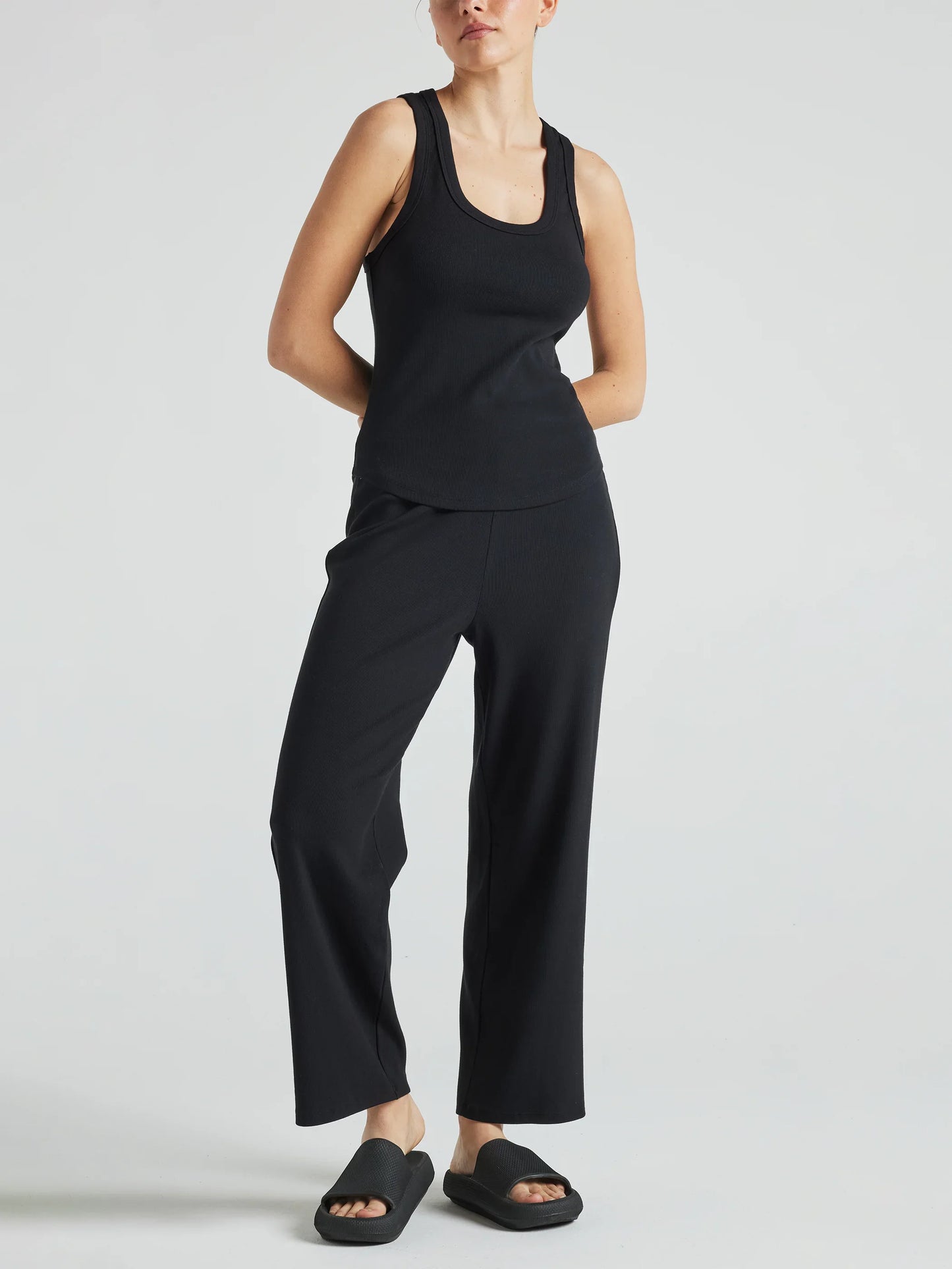 Serene Rib Relaxed Pant - Black | Losano | Evolve Fit Wear