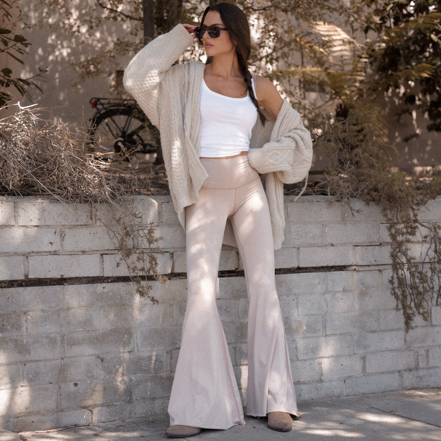 Solid Tan Long Bell Bottom ♡