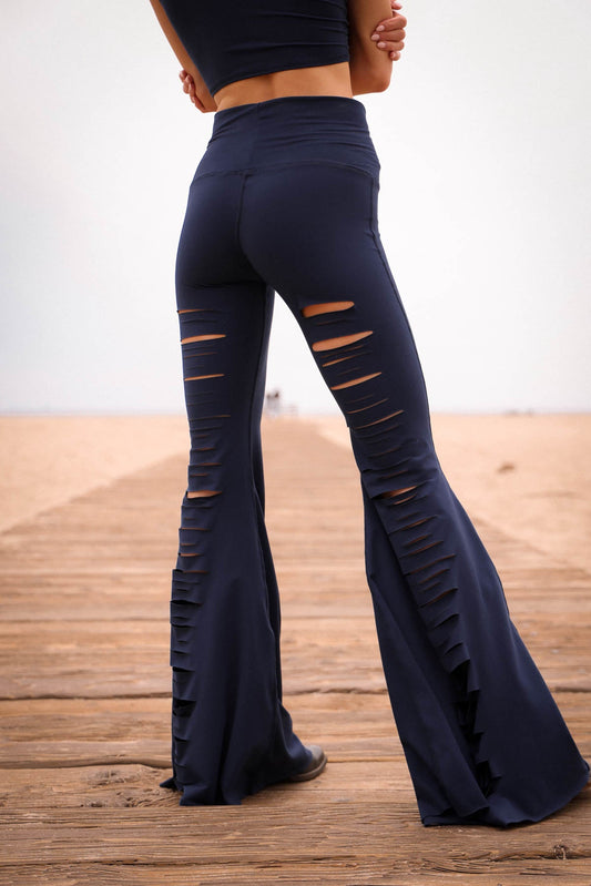 Solid Navy Laser Long Bell Bottom ♡ | WithLove | Evolve Fit Wear