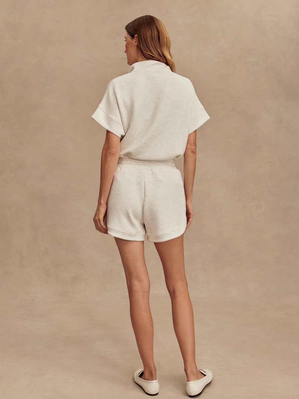 Ollie High Rise Shorts For Activewear - Ivory Marl