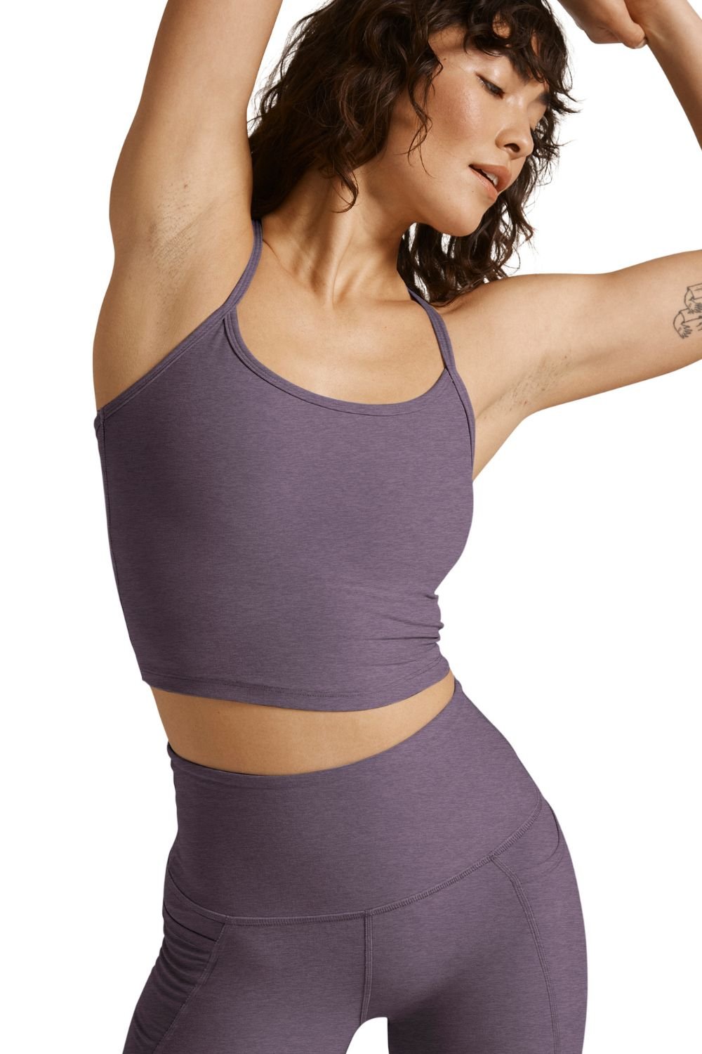 Beyond Yoga Slim Racerback Cropped Tank - Purple Haze Heather | Beyond Yoga | Evolve Fit Wear