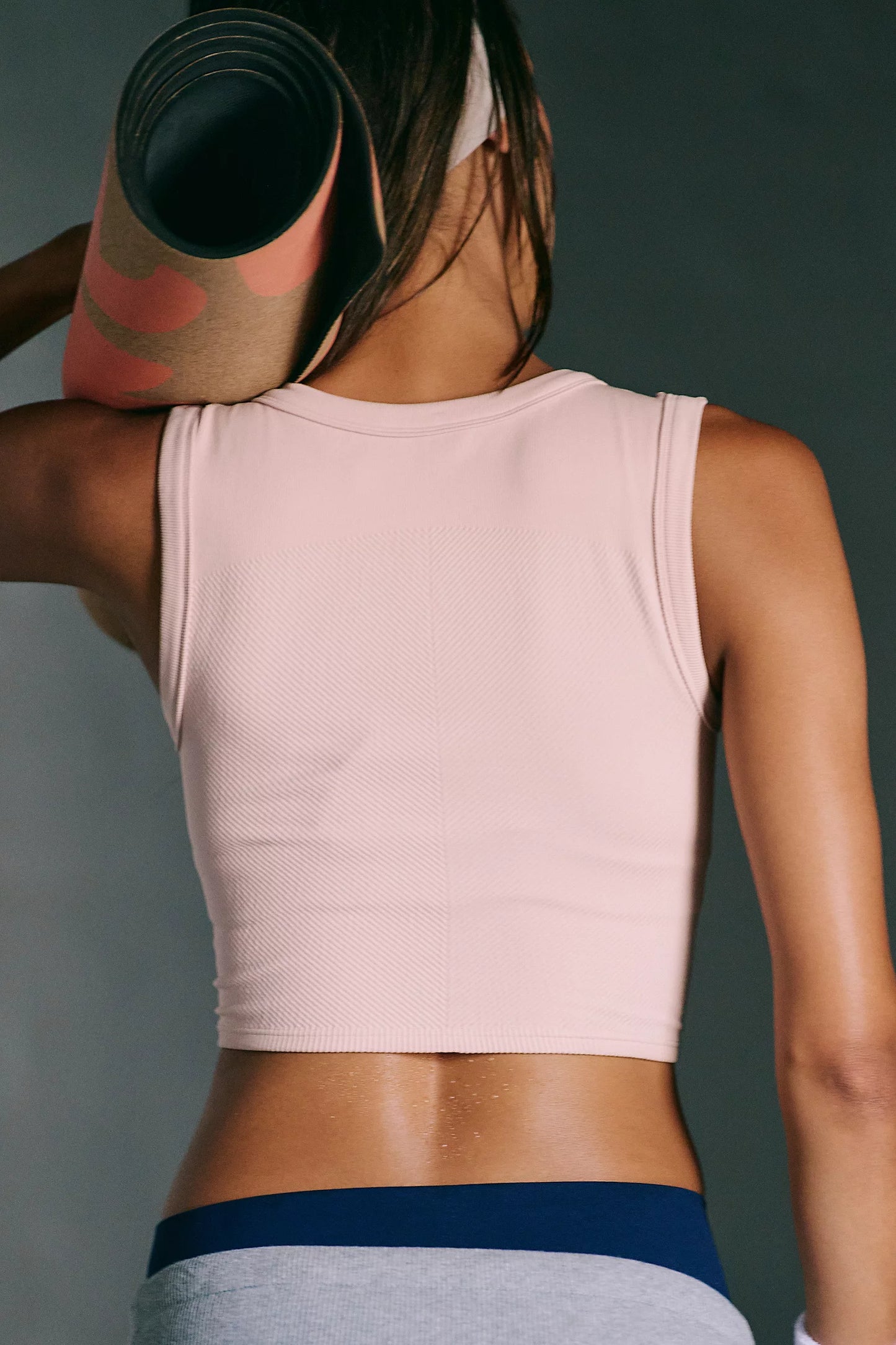 Muscle Tank Ribbed Crop Top - Ballet Slipper