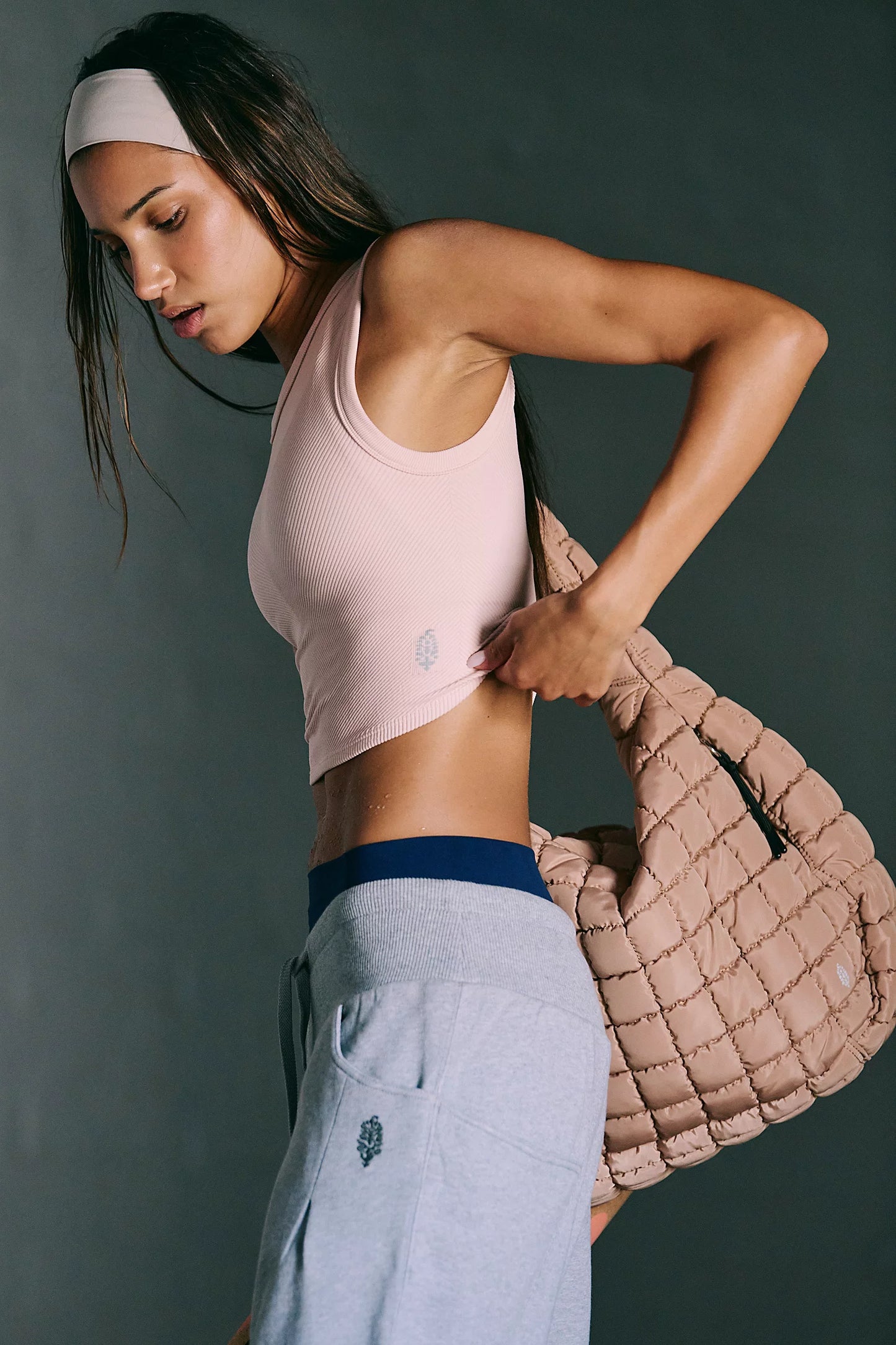 Muscle Tank Ribbed Crop Top - Ballet Slipper