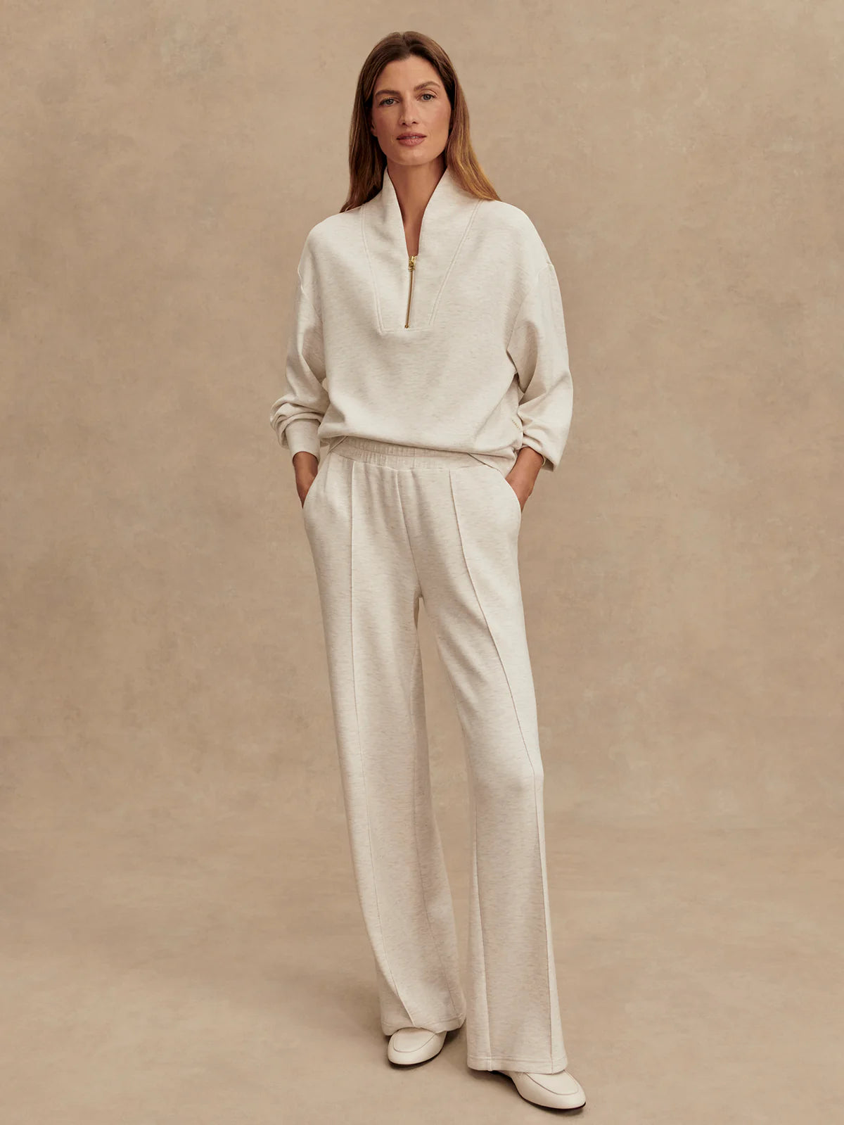 Wide Leg Pants 28 - Ivory Marl | High-waisted