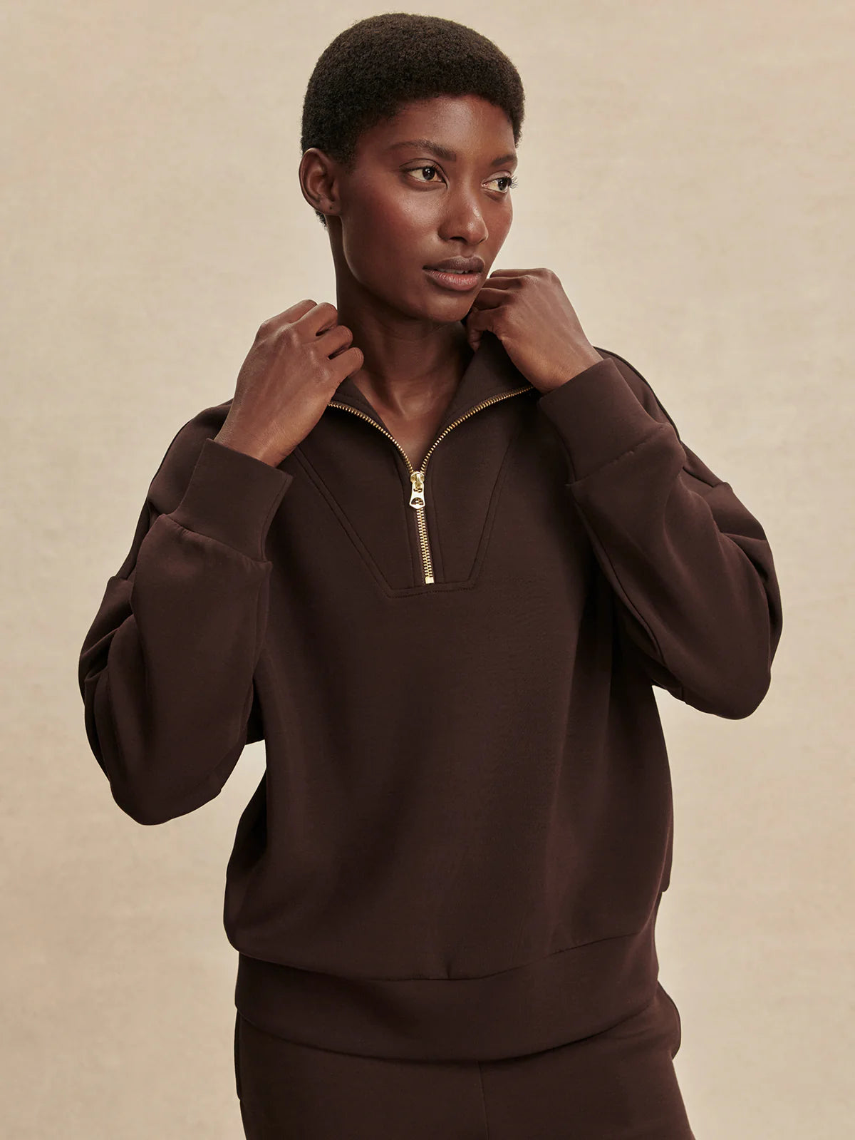 Hawley Half-Zip Sweat - Coffee Bean | Relaxed Fit Sweatshirt