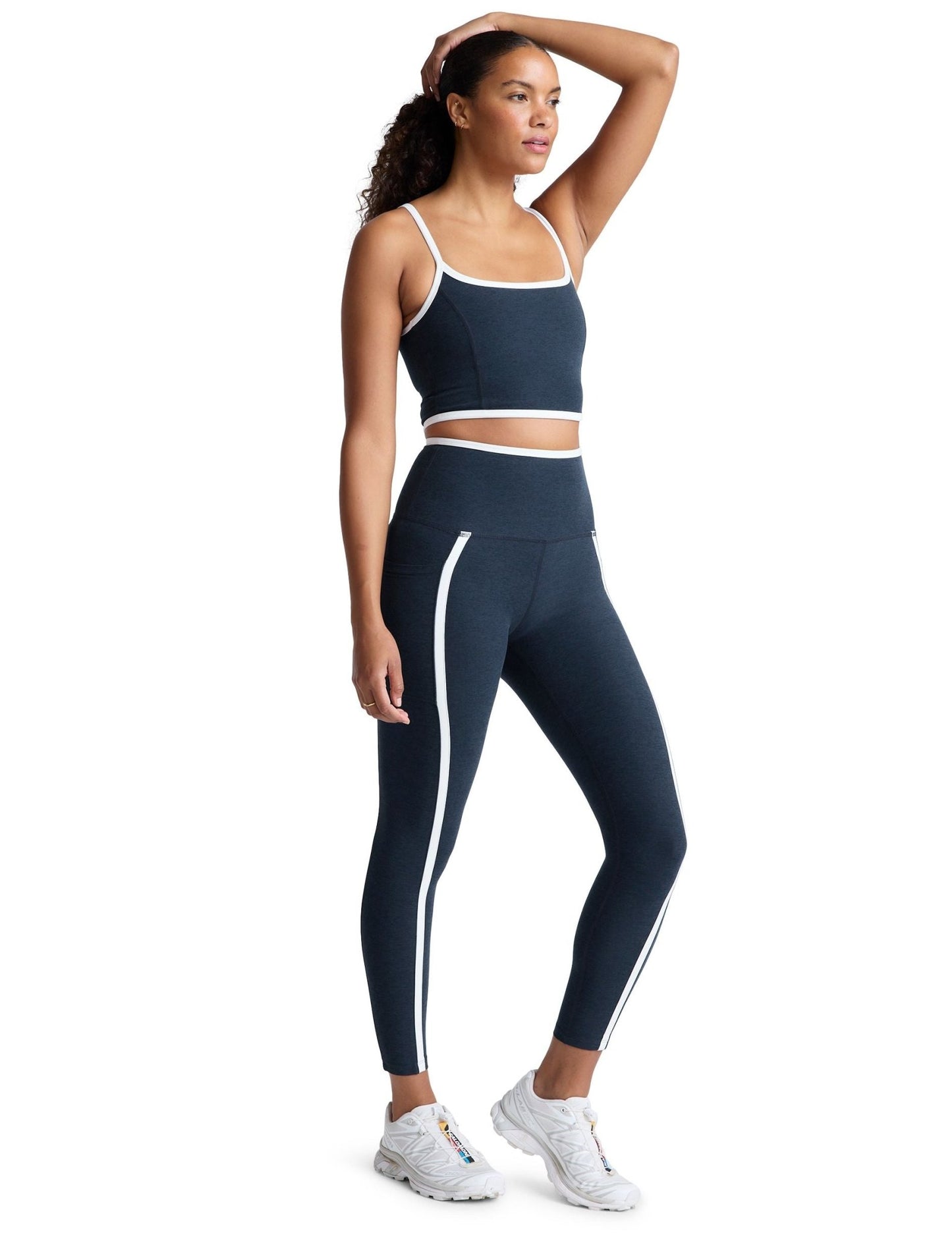 Beyond Yoga New Moves Midi Legging Nocturnal Navy - White | Beyond Yoga | Evolve Fit Wear
