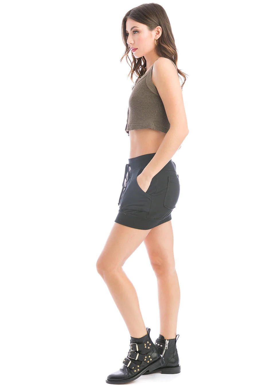 Hard Tail Vintage Snap Button Crop Tank - Fatigue | Hard Tail Forever | Evolve Fit Wear