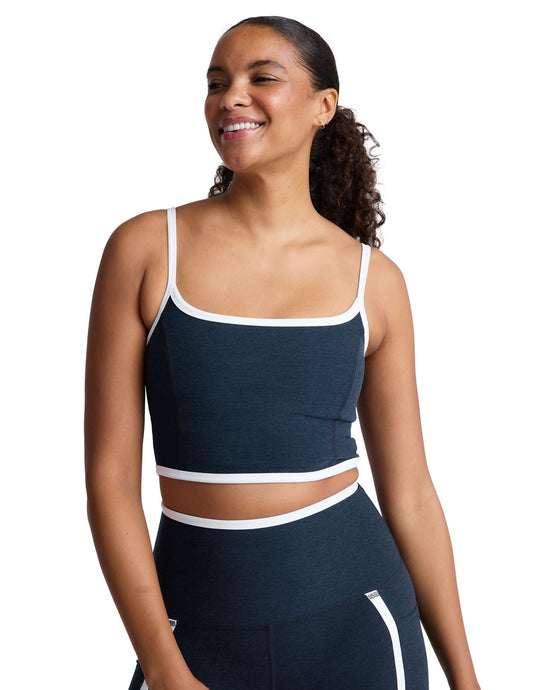Beyond Yoga New Moves High Cropped Tank - Nocturnal Navy/Cloud White | Beyond Yoga | Evolve Fit Wear