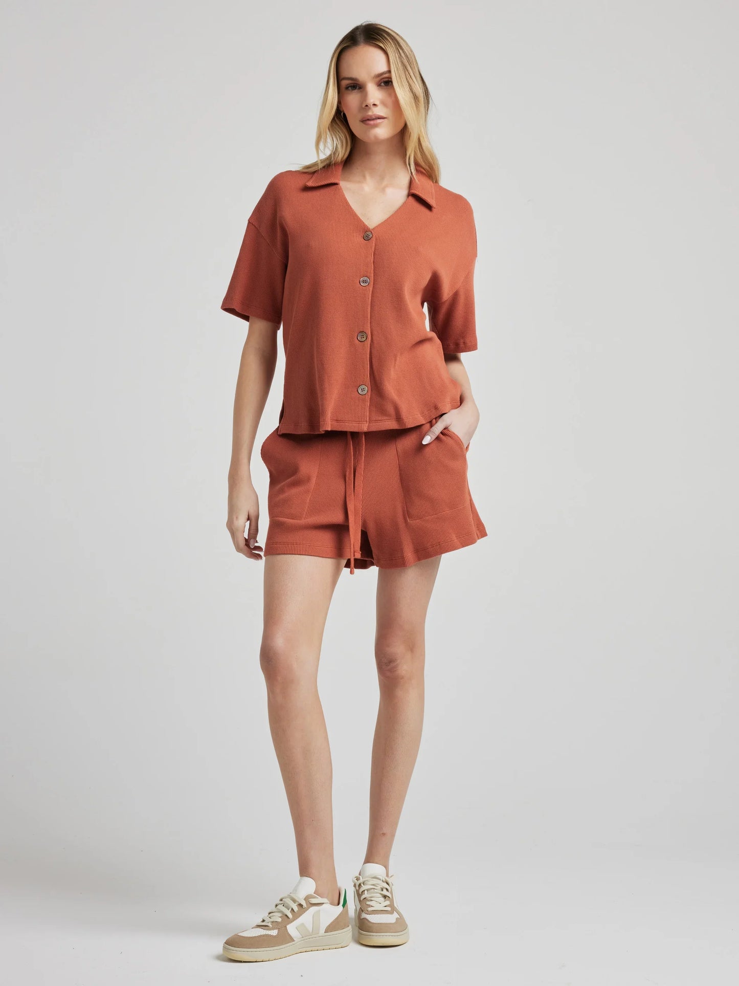 Button Down Shirt - Baked Clay | Losano | Evolve Fit Wear