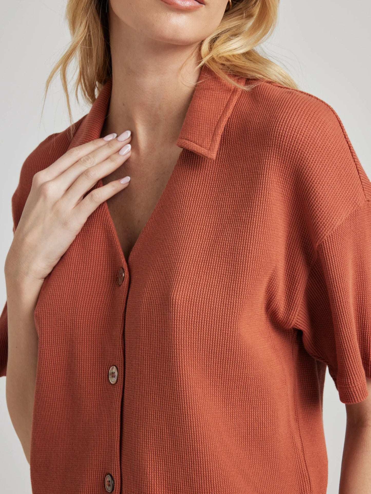 Button Down Shirt - Baked Clay | Losano | Evolve Fit Wear