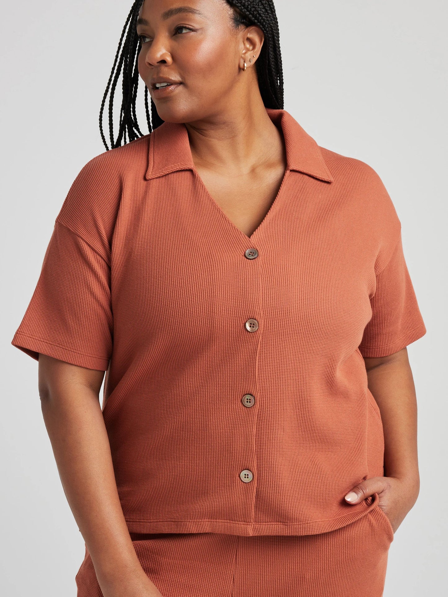 Button Down Shirt - Baked Clay | Losano | Evolve Fit Wear