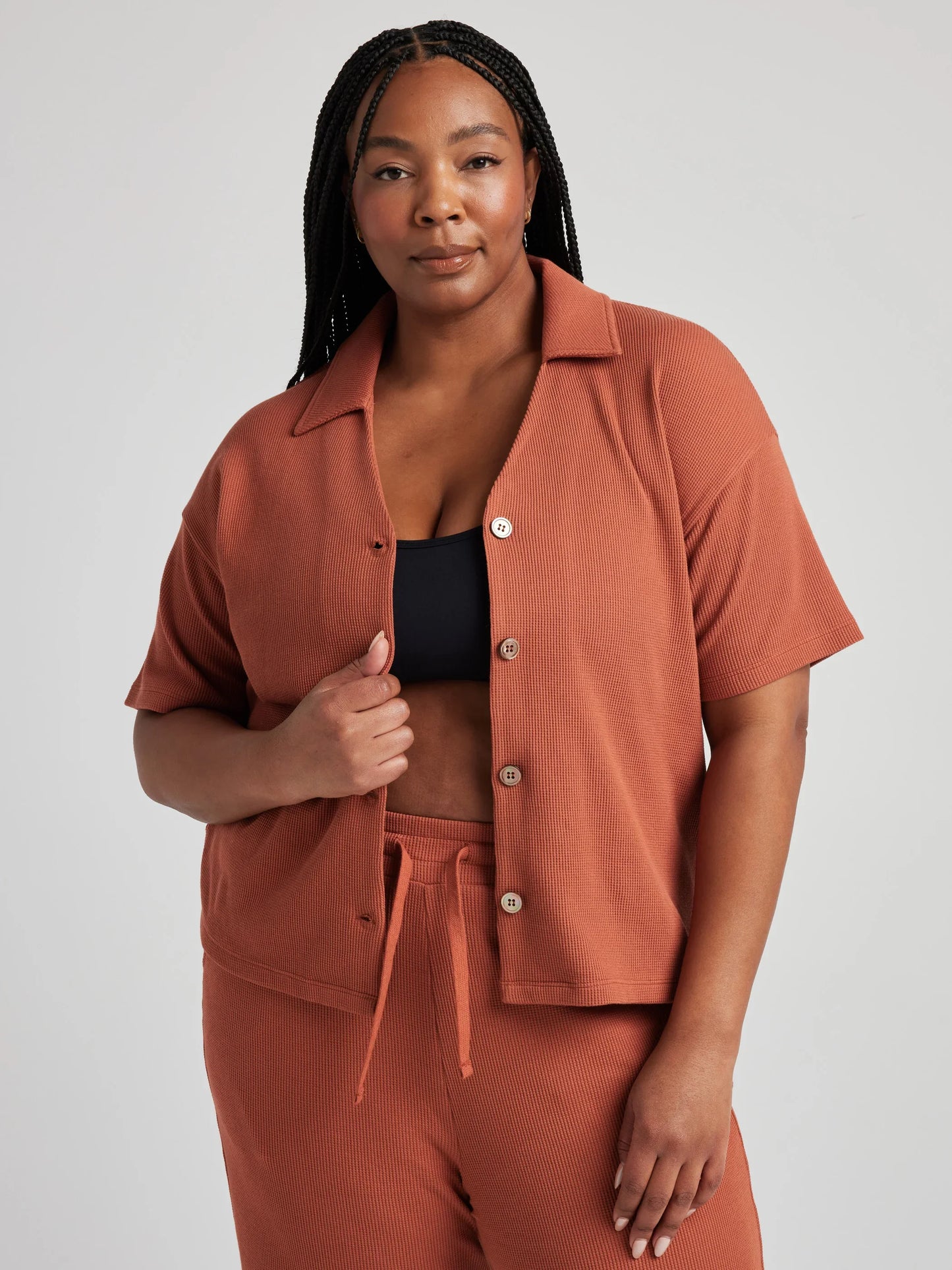 Button Down Shirt - Baked Clay | Losano | Evolve Fit Wear