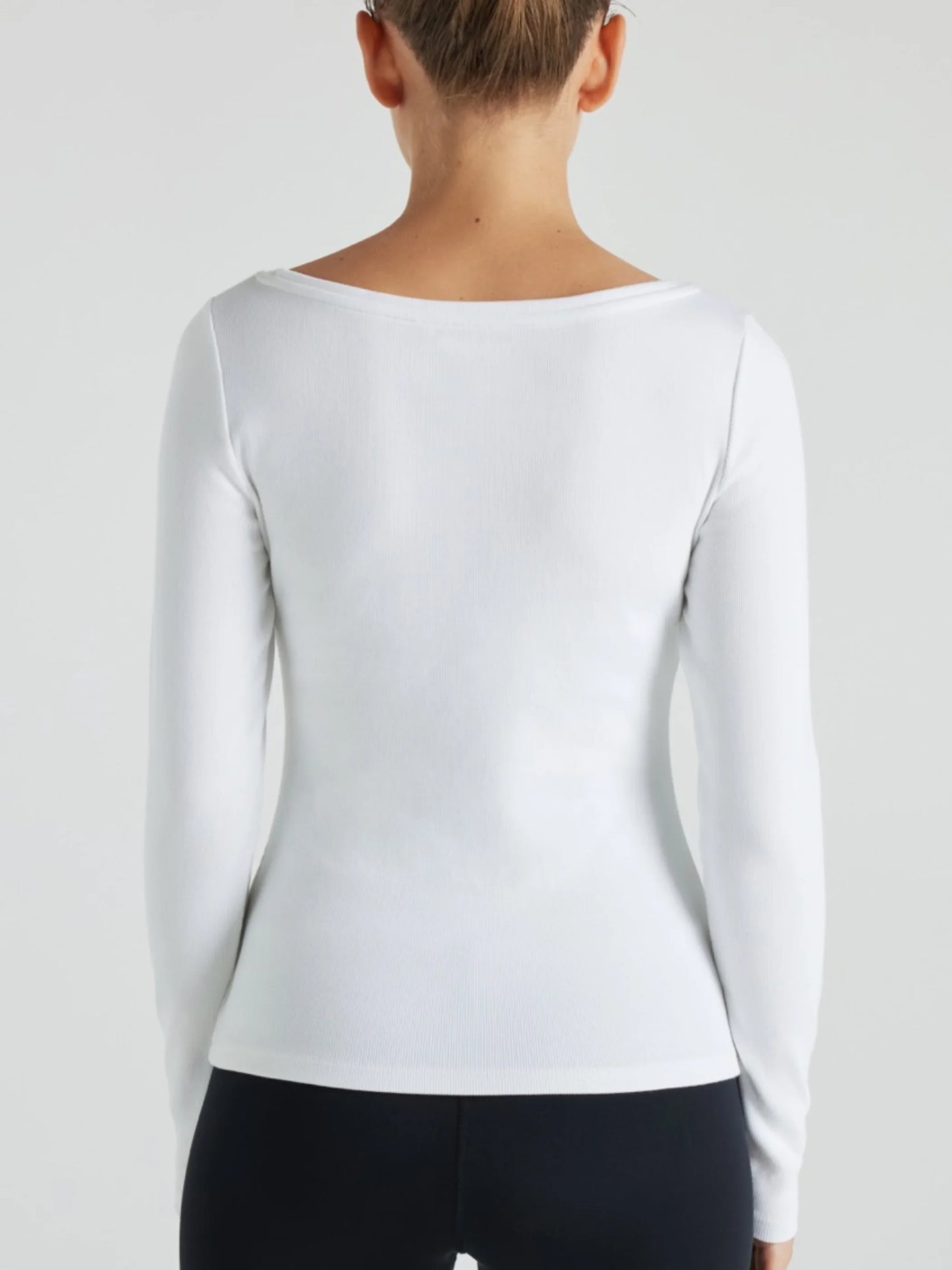 Serene Rib Long Sleeve Top - Snow White | Losano | Evolve Fit Wear