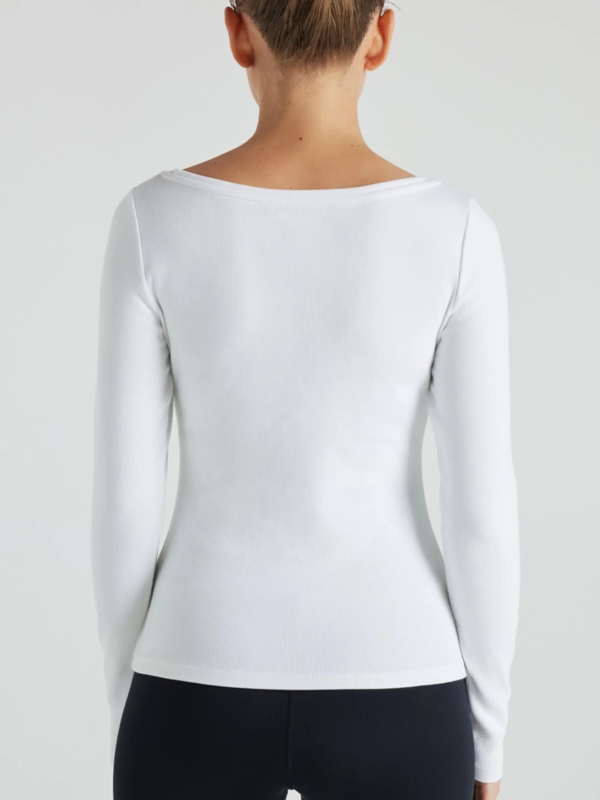 Serene Rib Long Sleeve Top - Snow White | Losano | Evolve Fit Wear